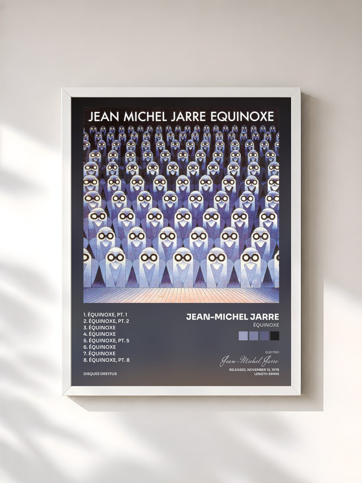 #blanc Tableau de l'album Équinoxe de Jean-Michel Jarre, cadre blanc, imprimé et encadré en France