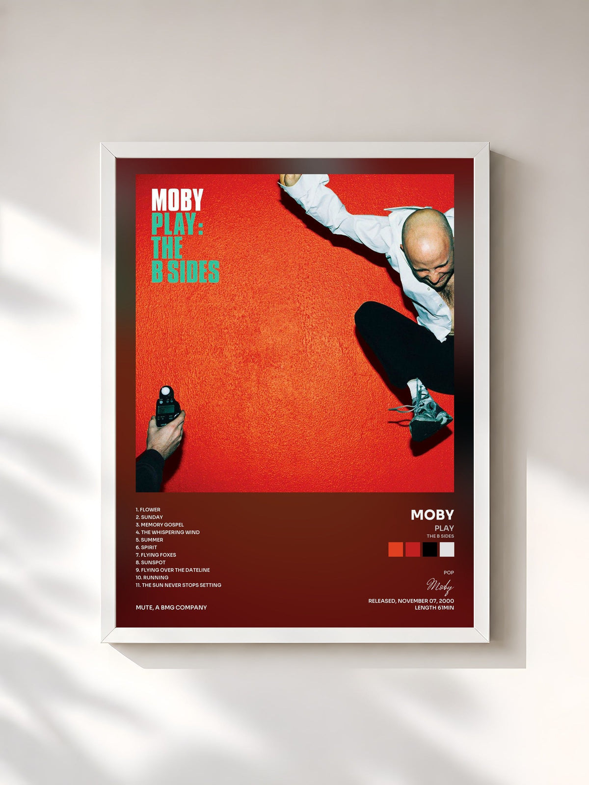 #blanc Tableau de l'album Play (The B Sides) de Moby, cadre blanc, imprimé et encadré en France