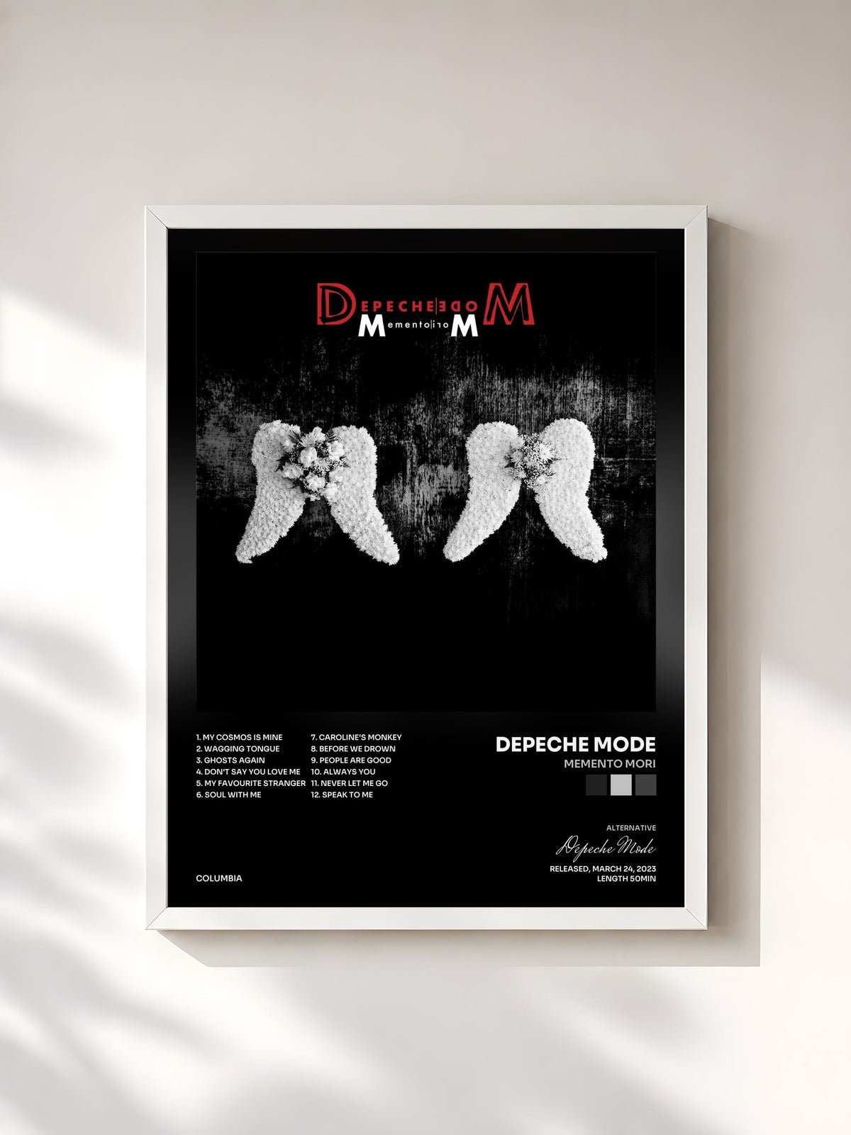 #blanc Memento Mori von Depeche Mode als gerahmter Kunstdruck, weißer Rahmen, gedruckt und gerahmt in Frankreich