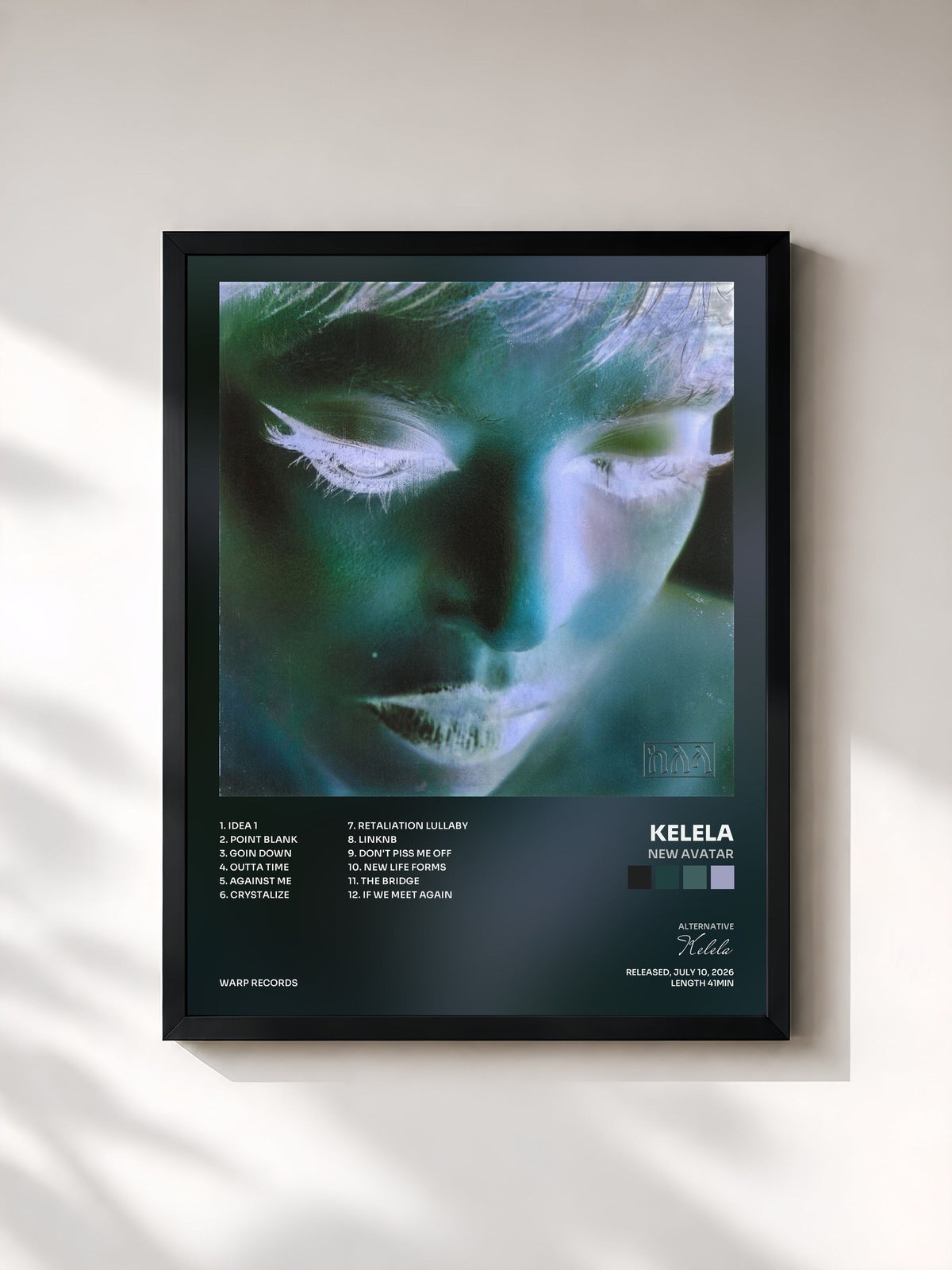 #noir Tableau de l'album new avatar de Kelela, cadre noir, imprimé et encadré en France