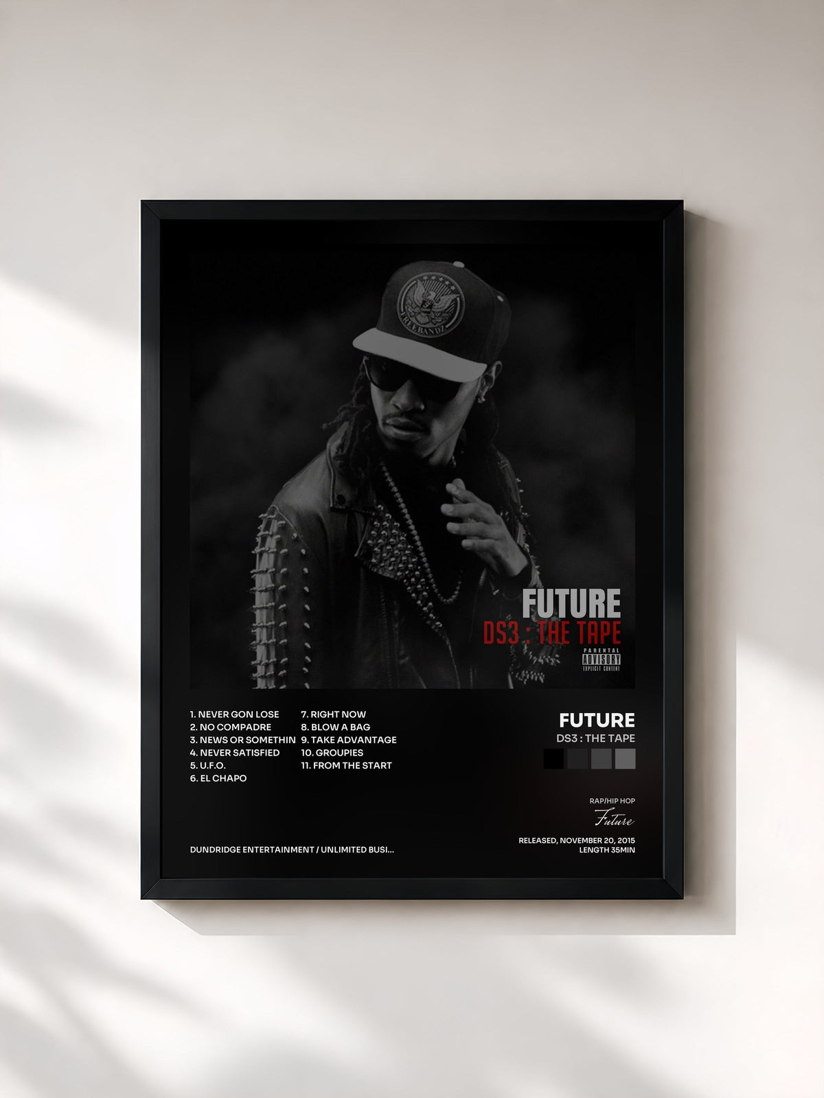 #noir Tableau de l'album DS3 : The Tape de Future, cadre noir, imprimé et encadré en France