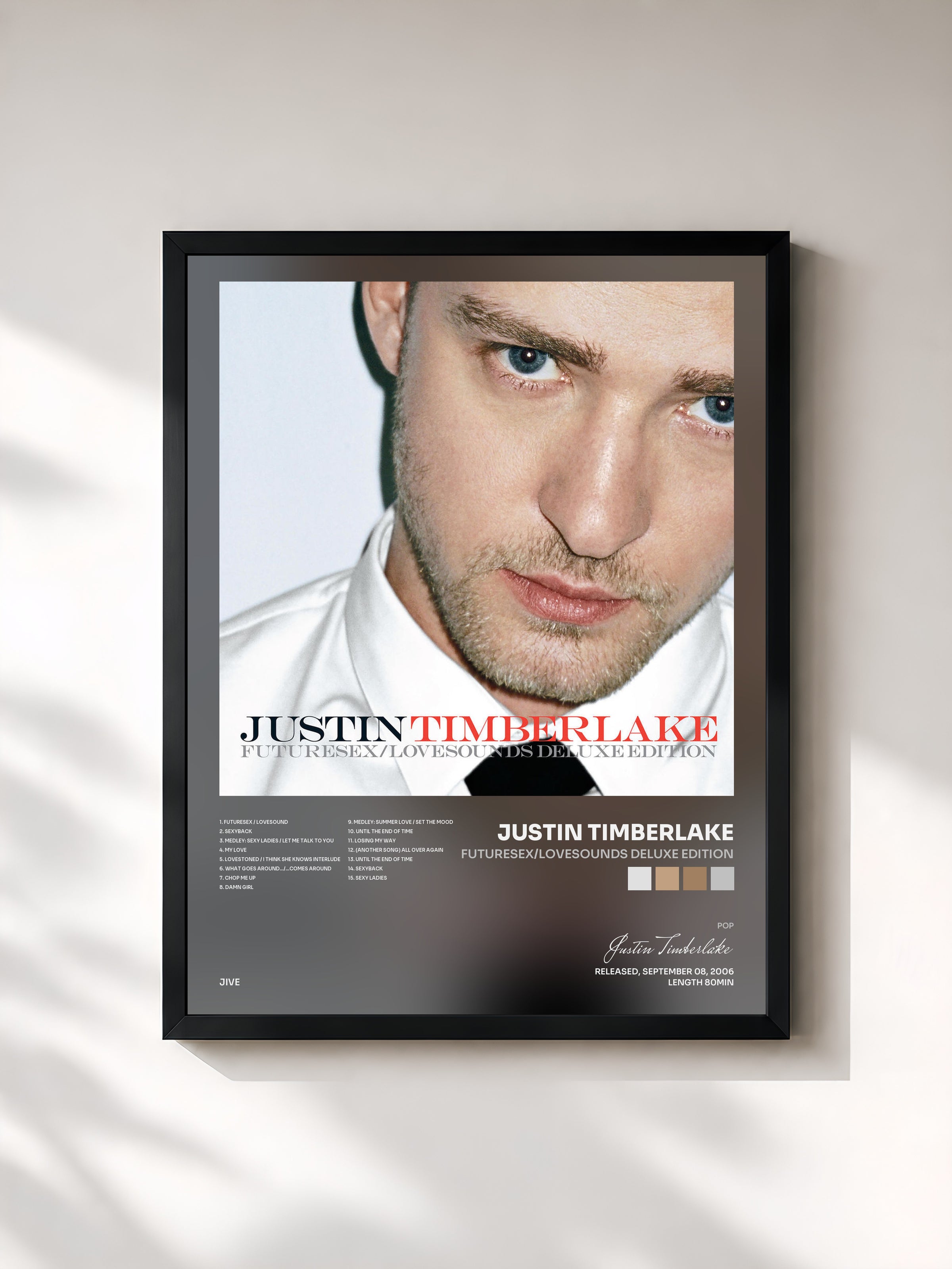 #noir FutureSex/LoveSounds Deluxe Edition de Justin Timberlake en lámina enmarcada, marco negro, impresa y enmarcada en Francia