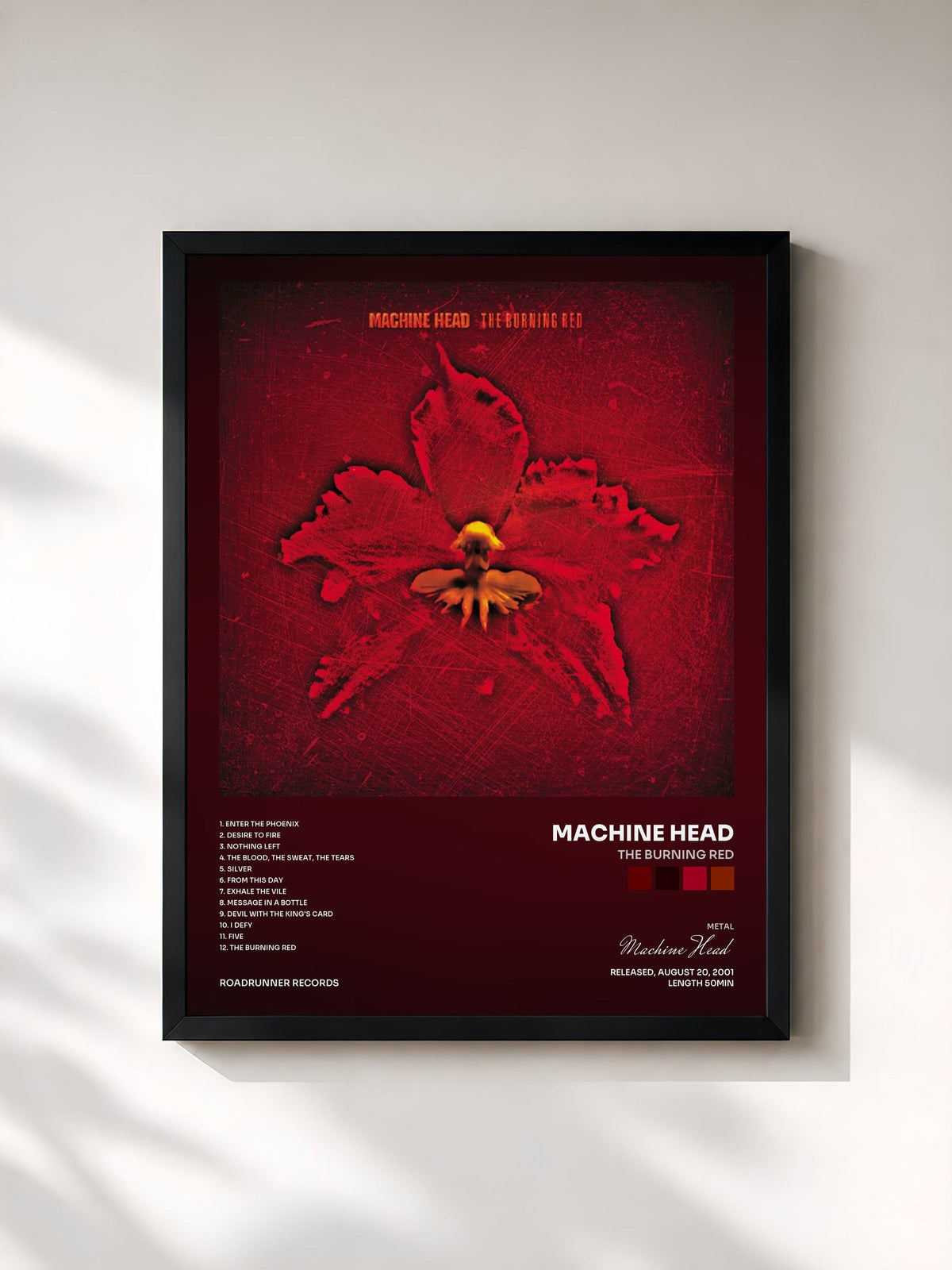 #noir Tableau de l'album The Burning Red de Machine Head, cadre noir, imprimé et encadré en France
