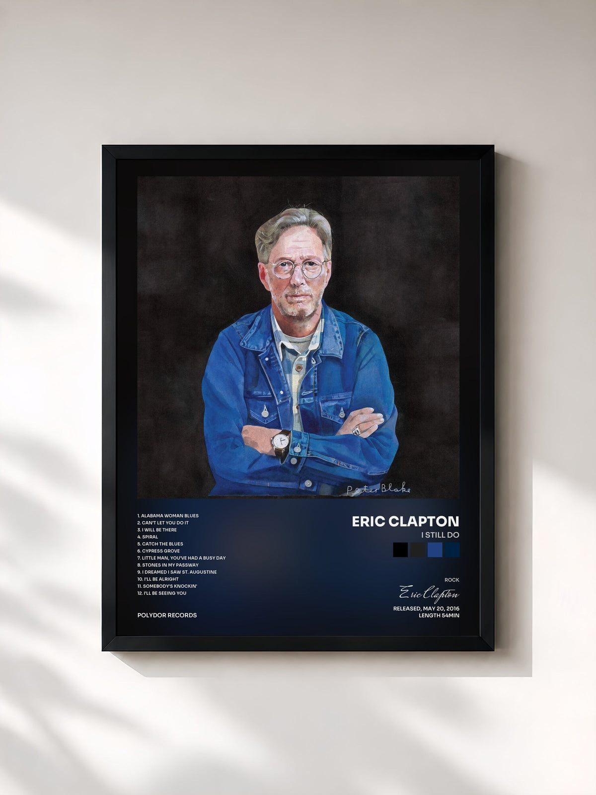 #noir Tableau de l'album I Still Do de Eric Clapton, cadre noir, imprimé et encadré en France