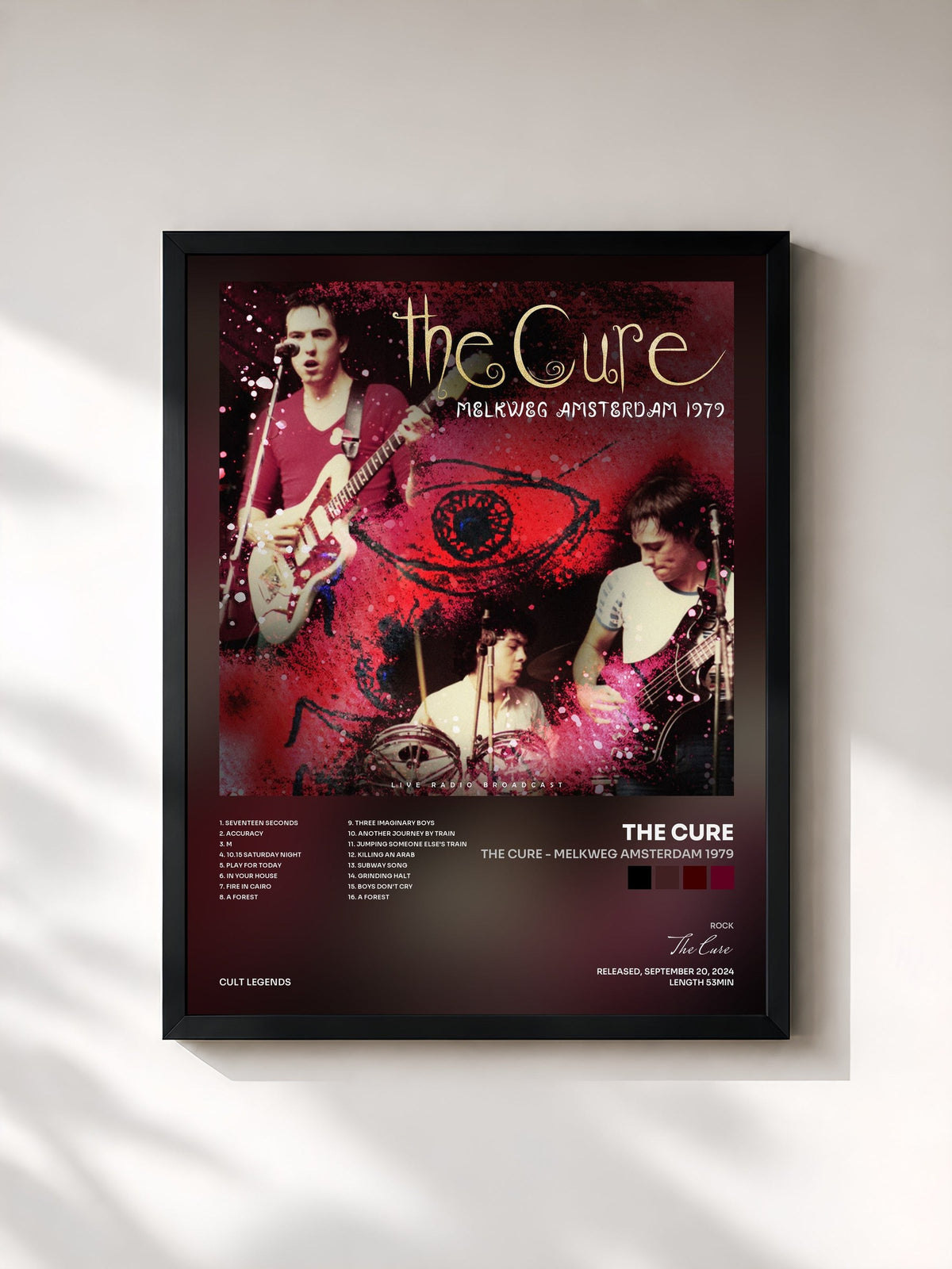 #noir Tableau de l'album The Cure - Melkweg Amsterdam 1979 de The Cure, cadre noir, imprimé et encadré en France