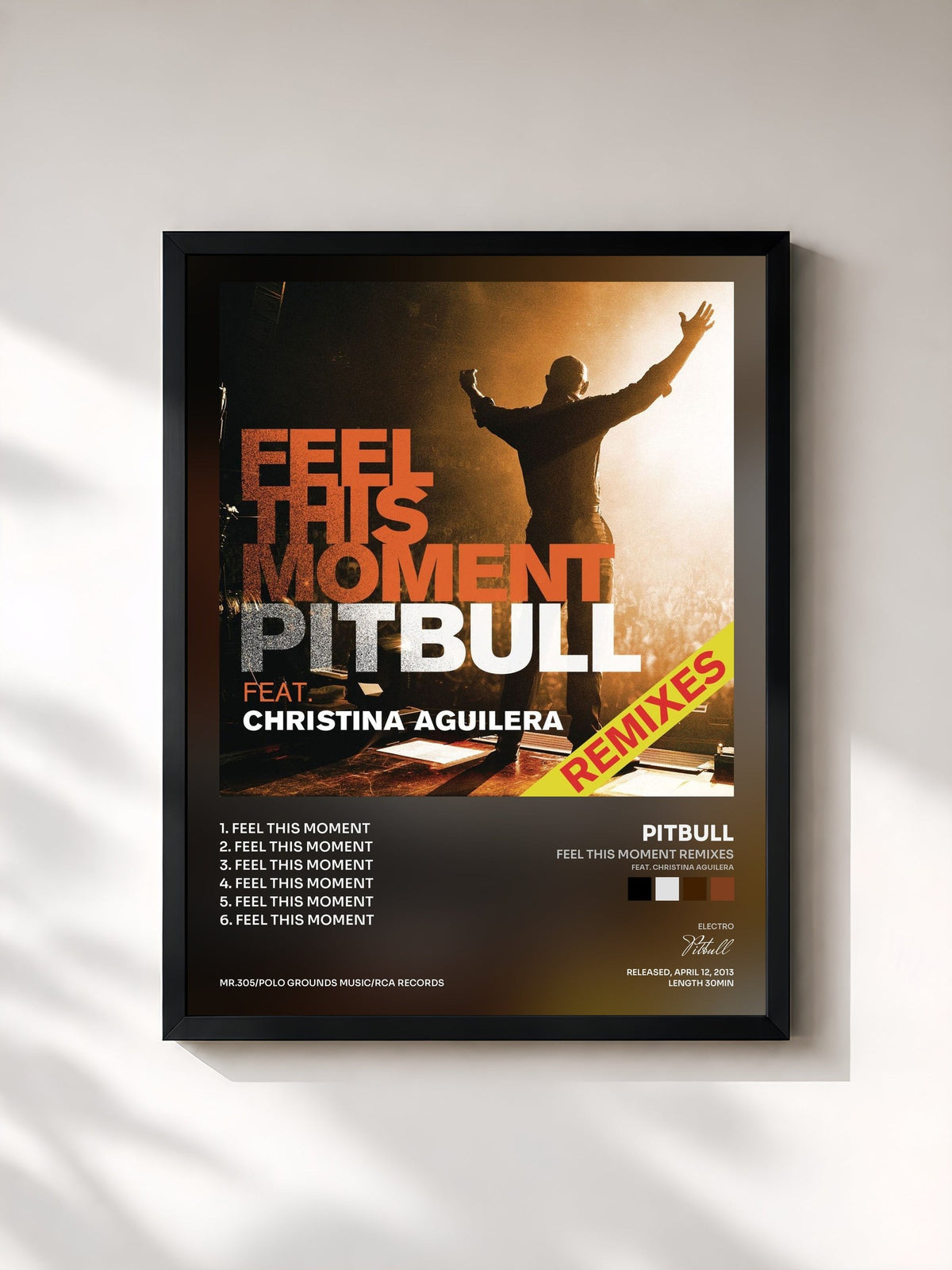 #noir Feel This Moment Remixes (feat. Christina Aguilera) von Pitbull als gerahmter Kunstdruck, schwarzer Rahmen, gedruckt und gerahmt in Frankreich