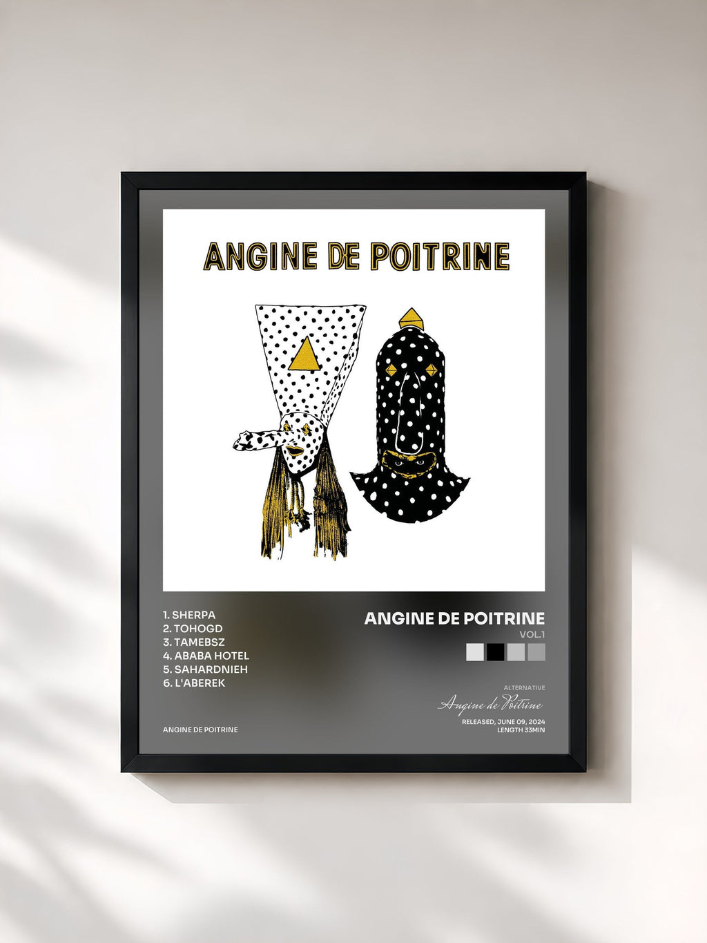 #noir Vol.1 de Angine de Poitrine en lámina enmarcada, marco negro, impresa y enmarcada en Francia