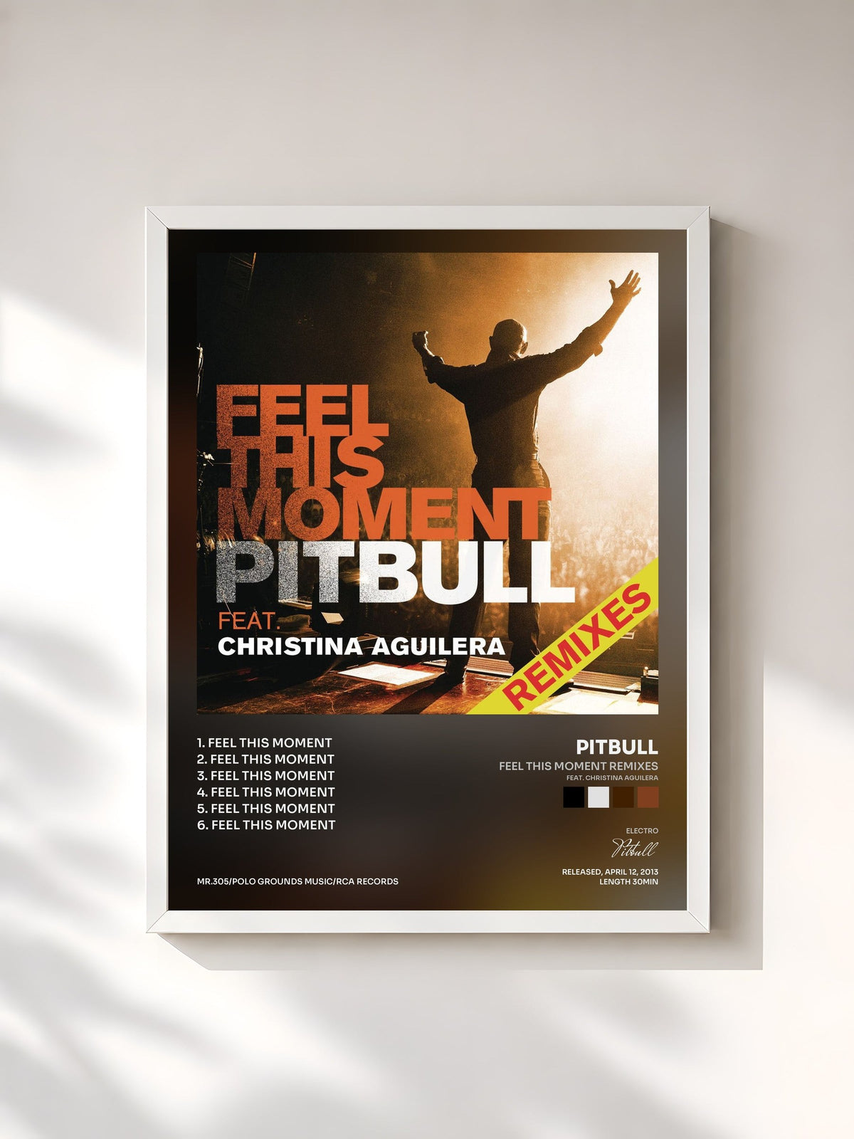 #blanc Feel This Moment Remixes (feat. Christina Aguilera) von Pitbull als gerahmter Kunstdruck, weißer Rahmen, gedruckt und gerahmt in Frankreich