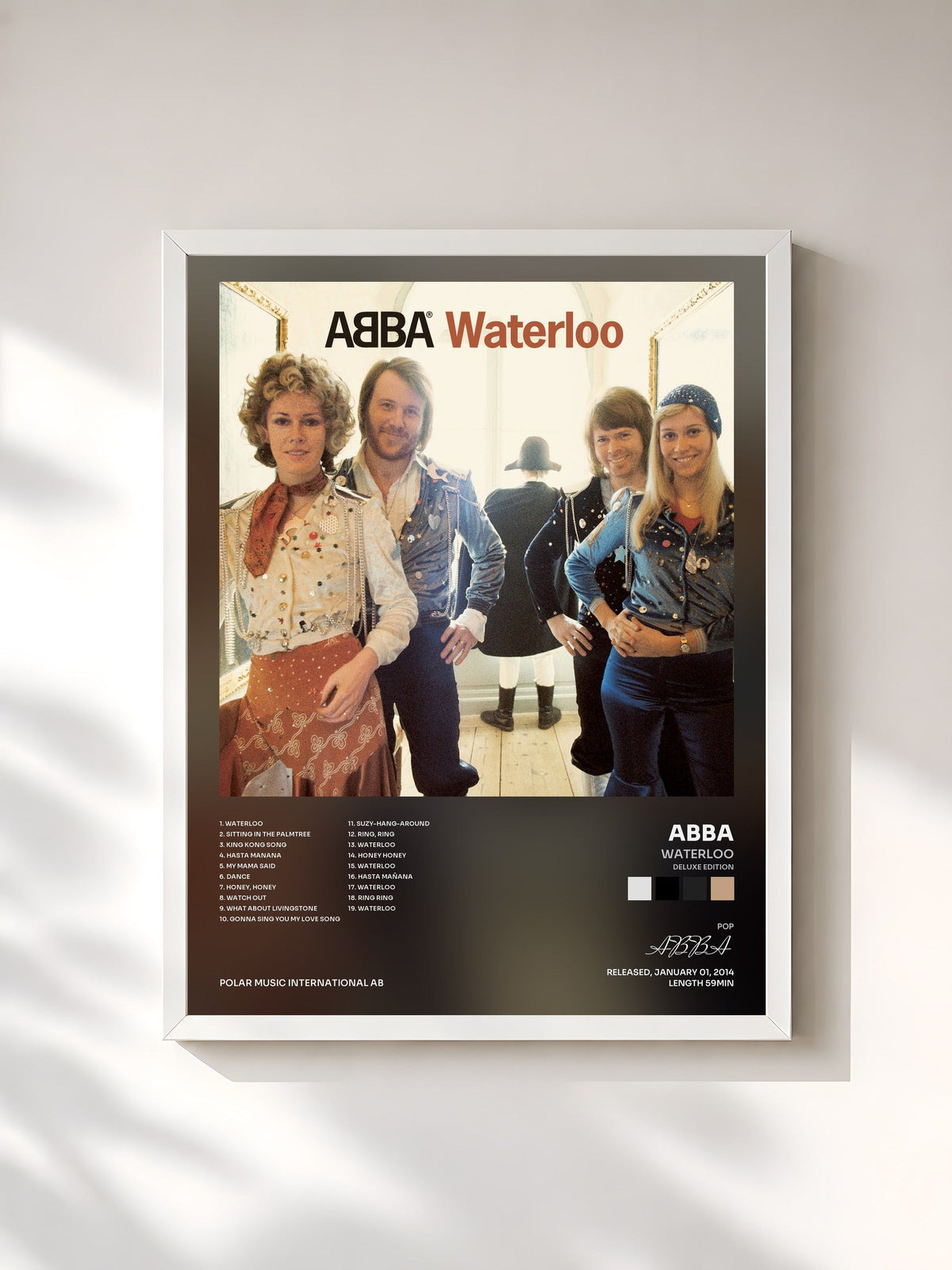 #blanc Tableau de l'album Waterloo (Deluxe Edition) de ABBA, cadre blanc, imprimé et encadré en France