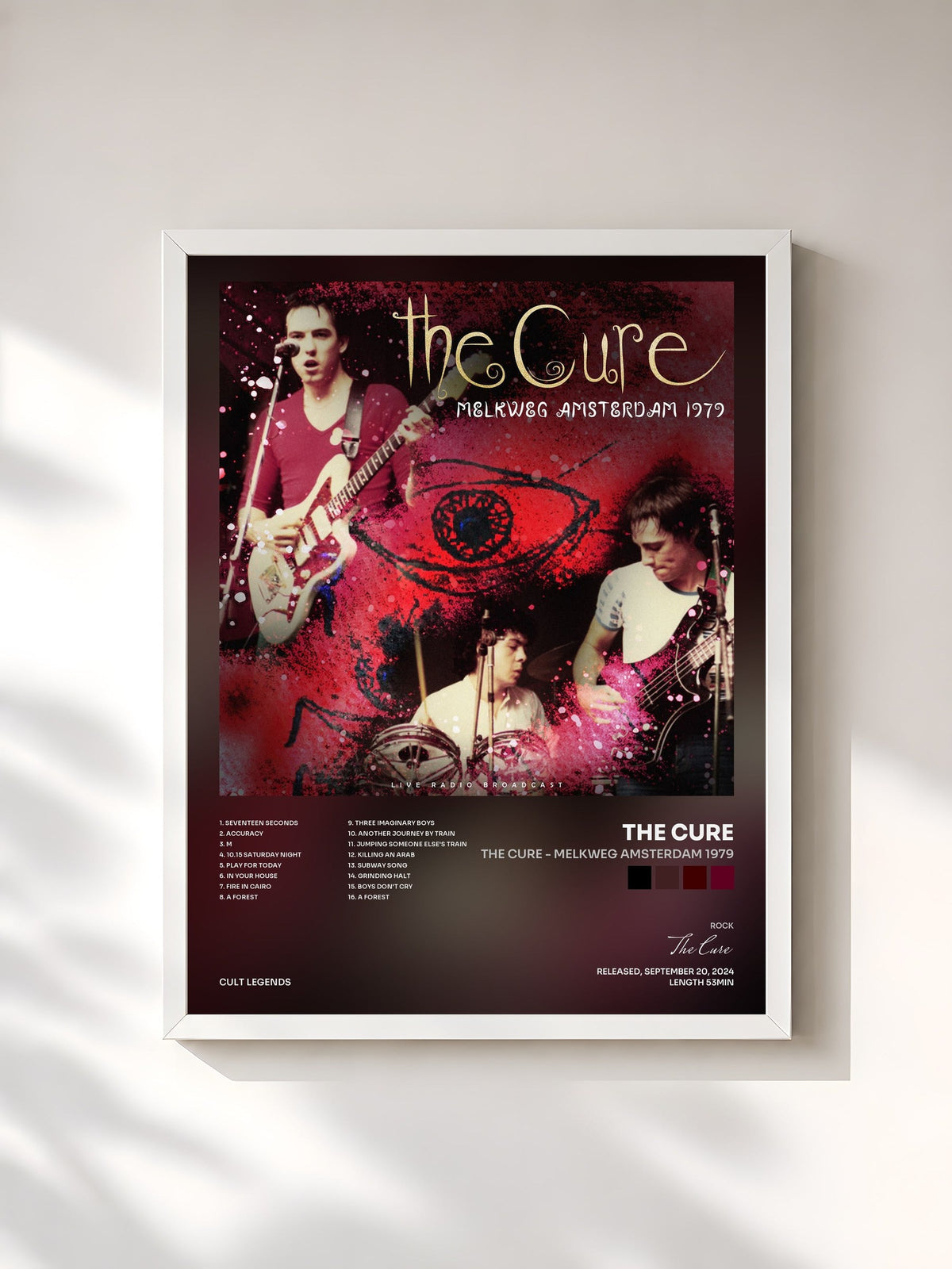 #blanc Tableau de l'album The Cure - Melkweg Amsterdam 1979 de The Cure, cadre blanc, imprimé et encadré en France