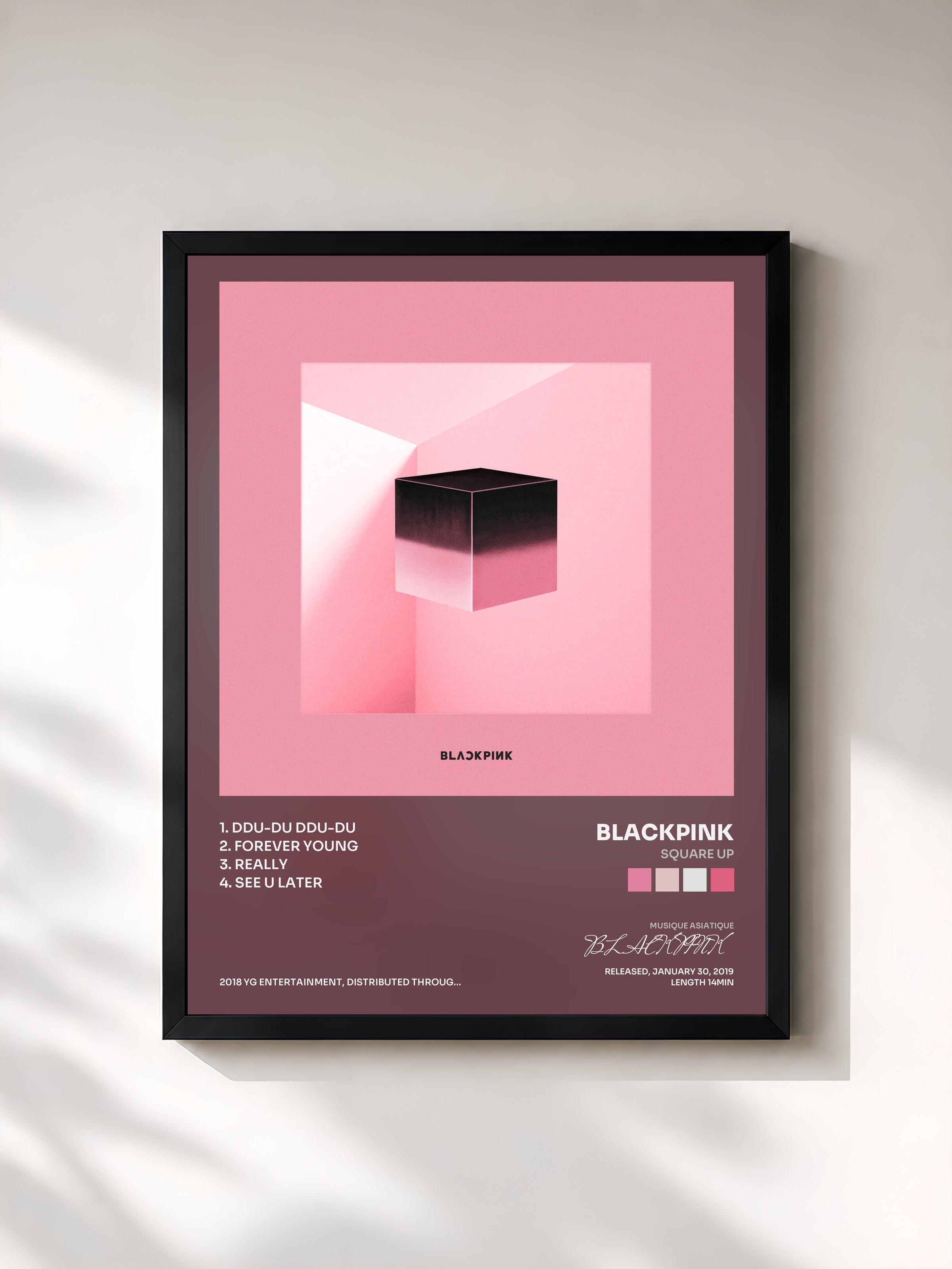 #noir SQUARE UP by BLACKPINK as a framed art print, black frame, printed and framed in France