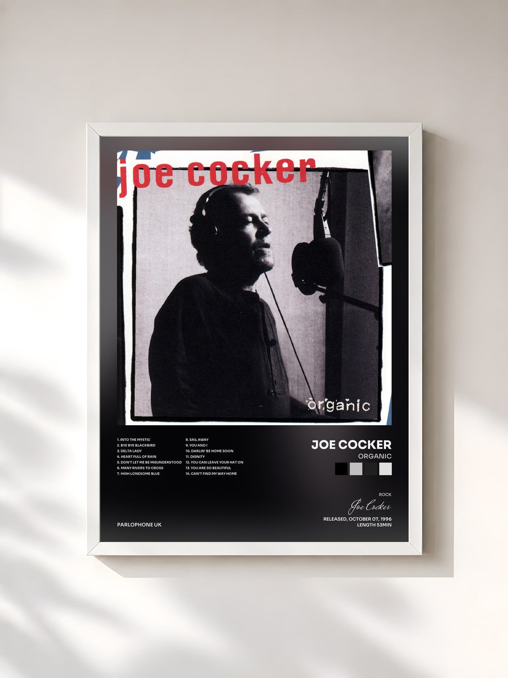 #blanc Organic by Joe Cocker as a framed art print, white frame, printed and framed in France