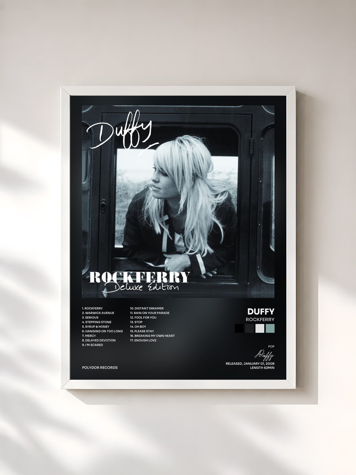 #blanc Rockferry by Duffy as a framed art print, white frame, printed and framed in France