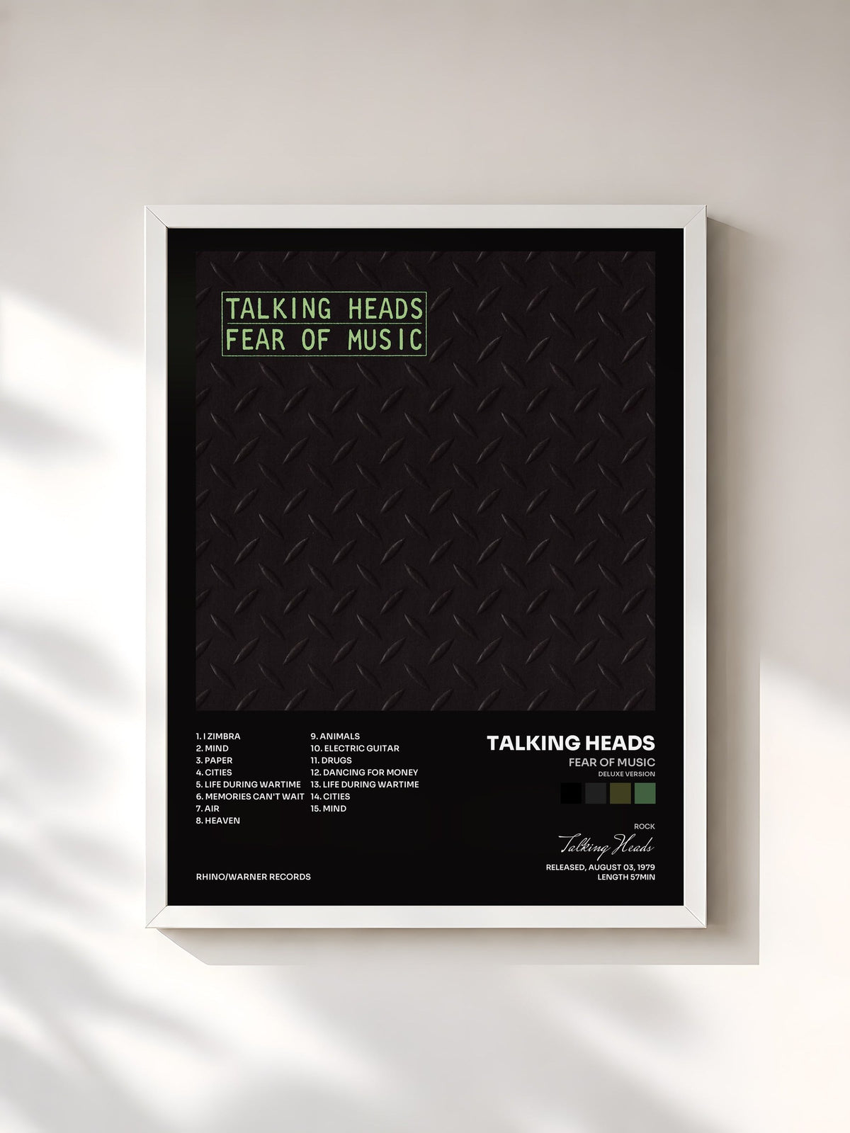 #blanc Fear of Music (Deluxe Version) di Talking Heads in stampa incorniciata, cornice bianca, stampata e incorniciata in Francia