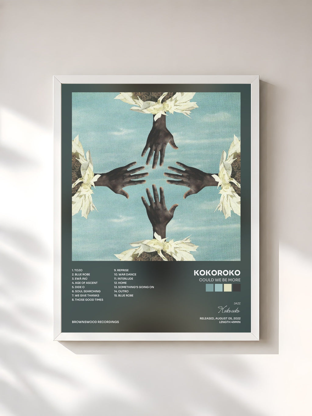 #blanc Tableau de l'album Could We Be More de Kokoroko, cadre blanc, imprimé et encadré en France