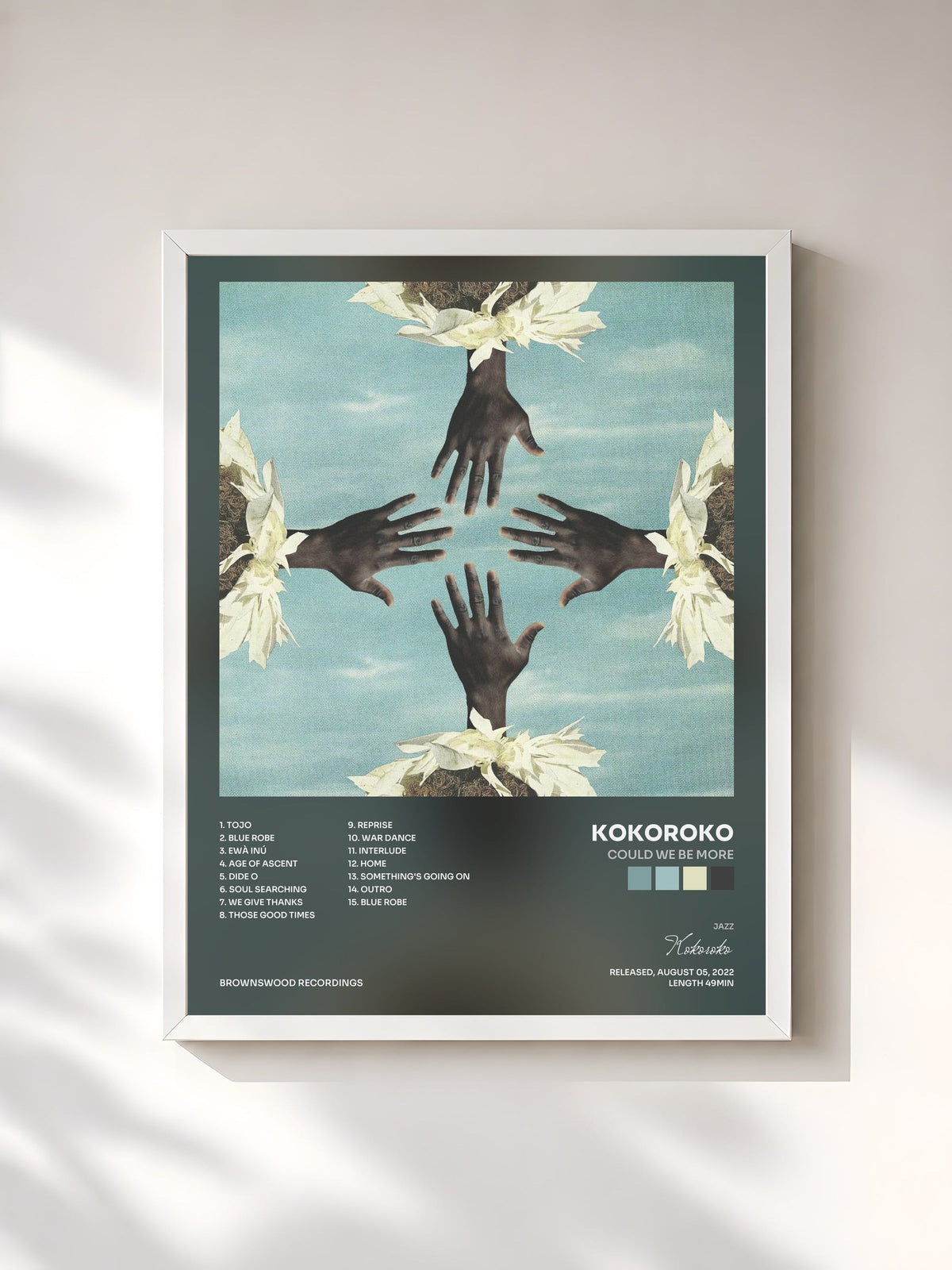 #blanc Tableau de l'album Could We Be More de Kokoroko, cadre blanc, imprimé et encadré en France