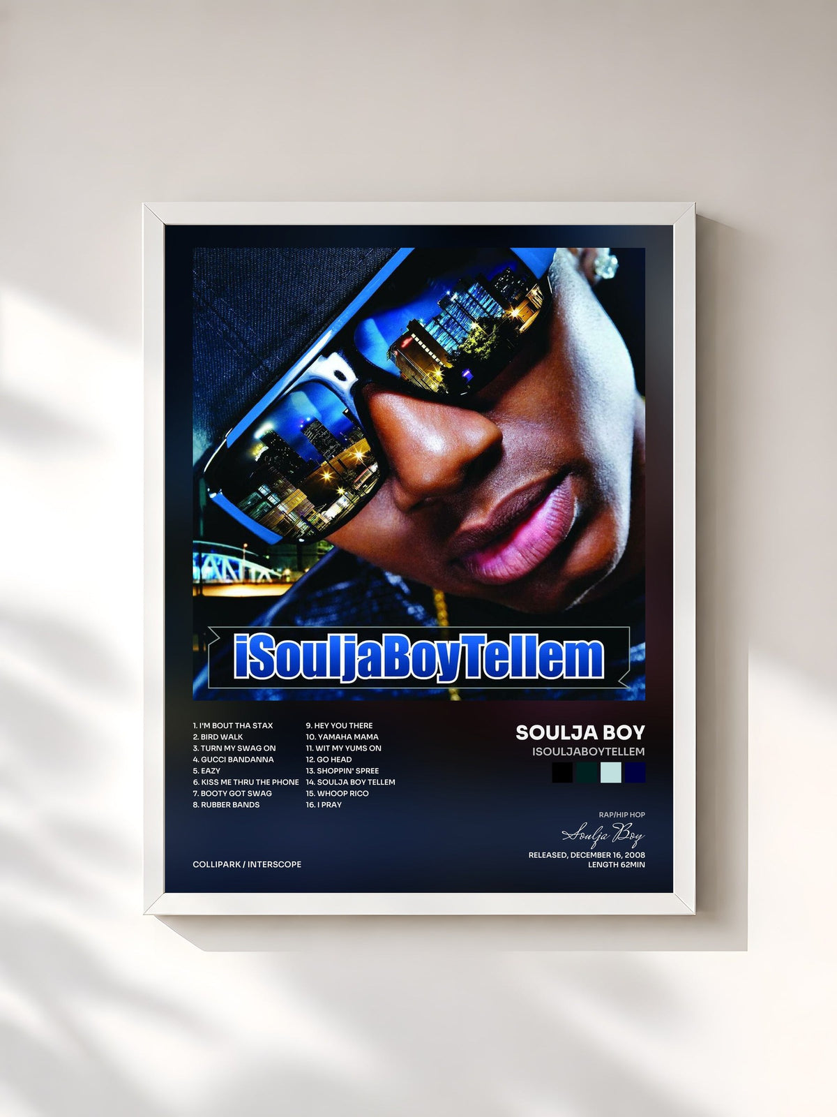 #blanc iSouljaBoyTellem by Soulja Boy as a framed art print, white frame, printed and framed in France