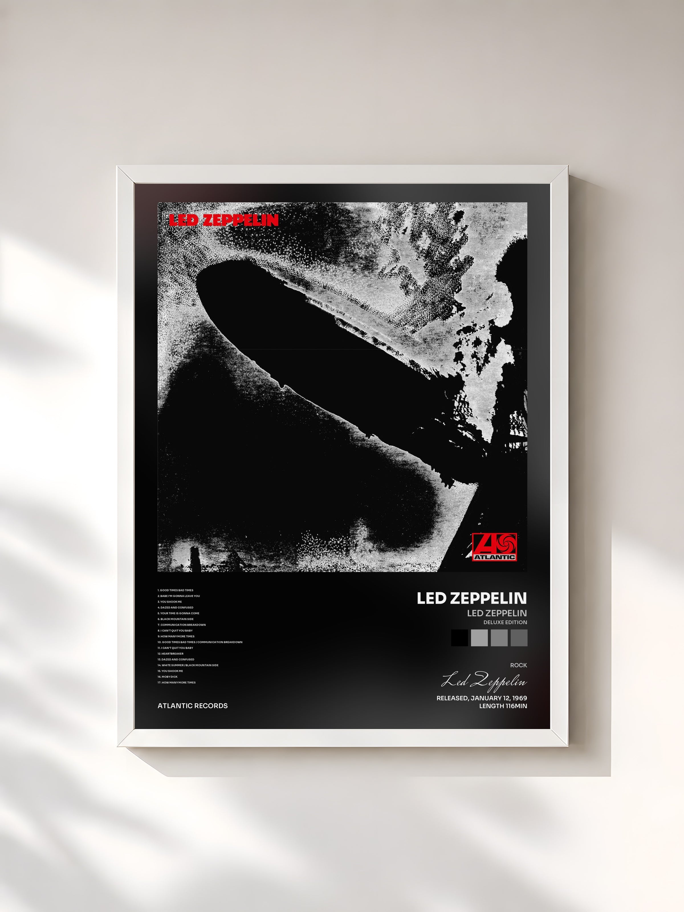 #blanc Led Zeppelin (Deluxe Edition) by Led Zeppelin as a framed art print, white frame, printed and framed in France