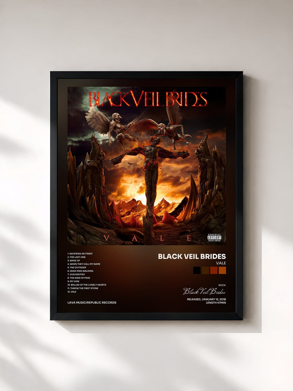 #noir Vale di Black Veil Brides in stampa incorniciata, cornice nera, stampata e incorniciata in Francia