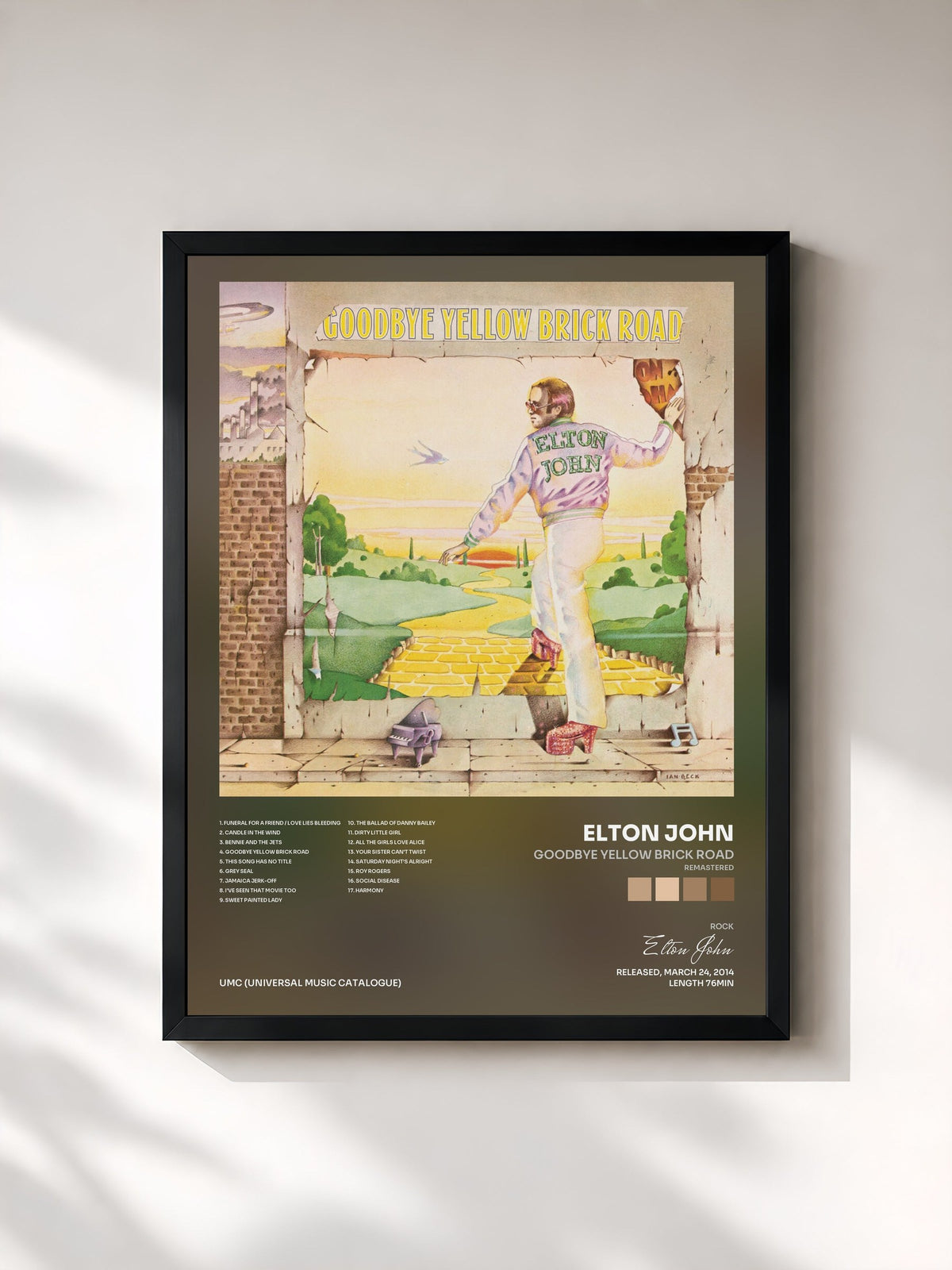 #noir Tableau de l'album Goodbye Yellow Brick Road (Remastered) de Elton John, cadre noir, imprimé et encadré en France