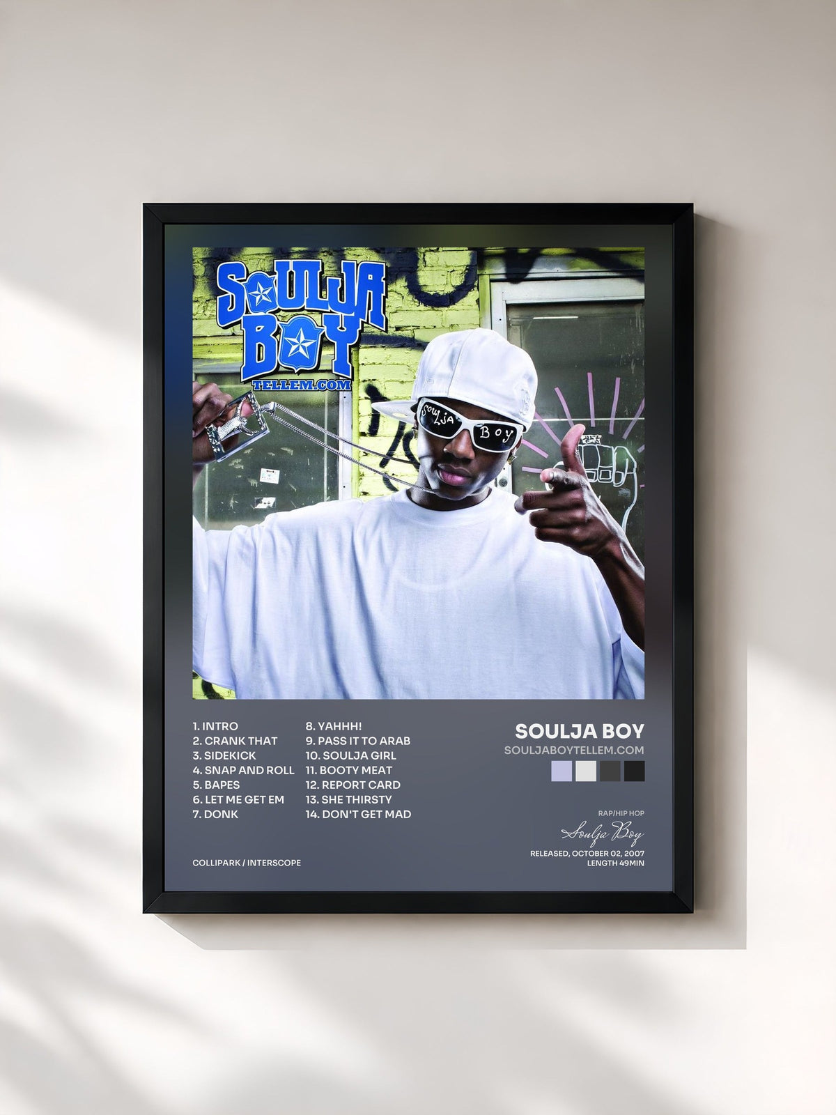 #noir souljaboytellem.com by Soulja Boy as a framed art print, black frame, printed and framed in France