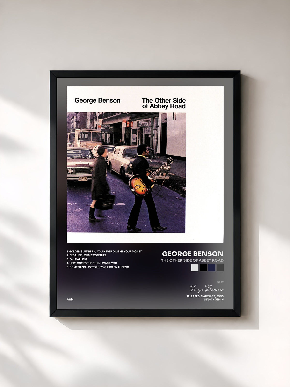 #noir Tableau de l'album The Other Side Of Abbey Road de George Benson, cadre noir, imprimé et encadré en France