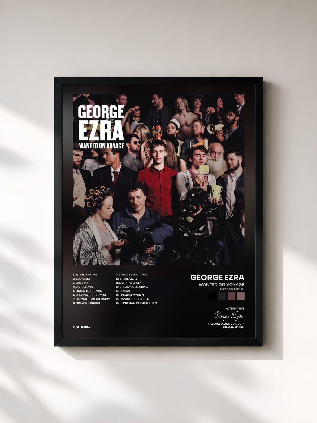 #noir Wanted on Voyage (Expanded Edition) de George Ezra en lámina enmarcada, marco negro, impresa y enmarcada en Francia