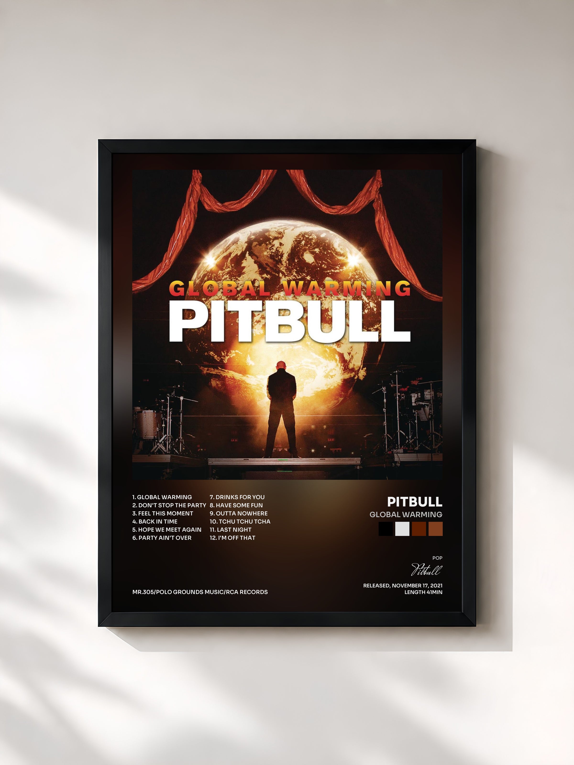 #noir Global Warming by Pitbull as a framed art print, black frame, printed and framed in France