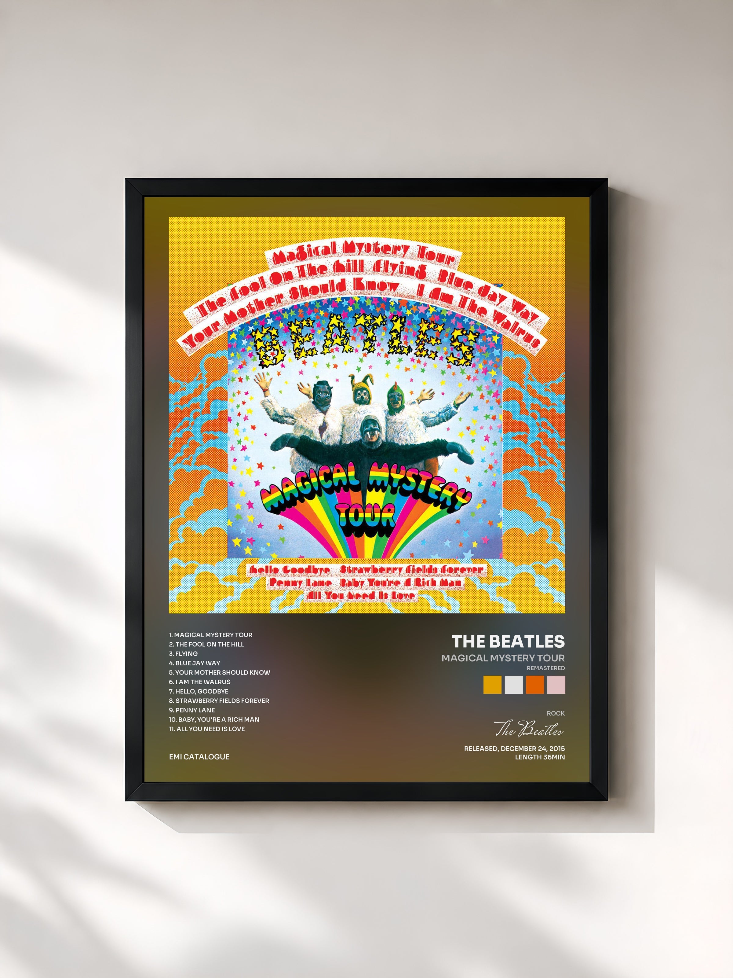 #noir Magical Mystery Tour (Remastered) by The Beatles as a framed art print, black frame, printed and framed in France