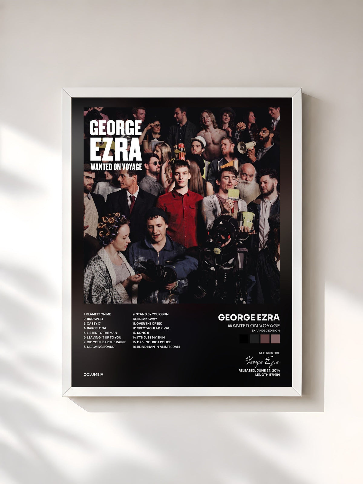 #blanc Tableau de l'album Wanted on Voyage (Expanded Edition) de George Ezra, cadre blanc, imprimé et encadré en France