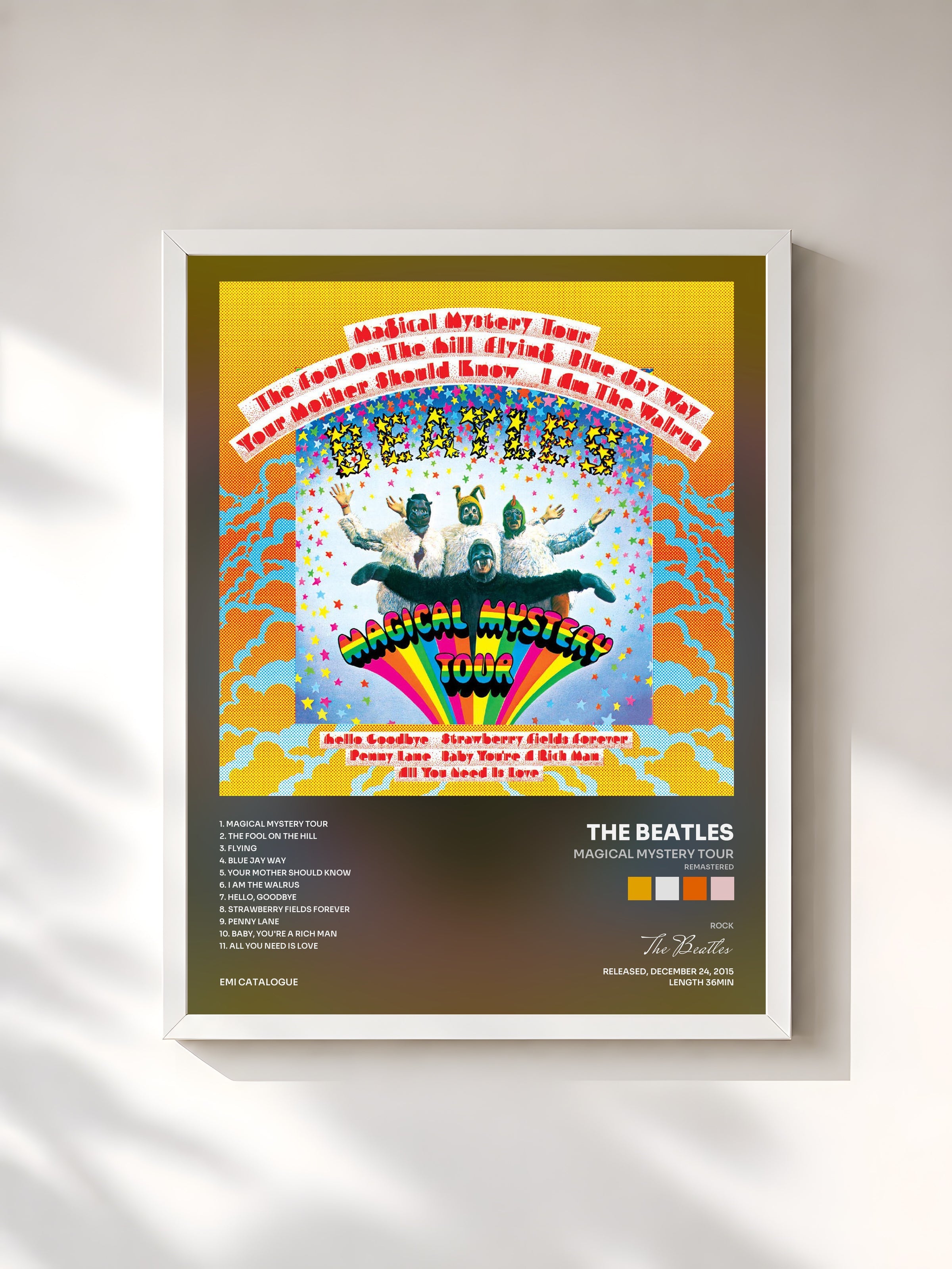 #blanc Magical Mystery Tour (Remastered) by The Beatles as a framed art print, white frame, printed and framed in France