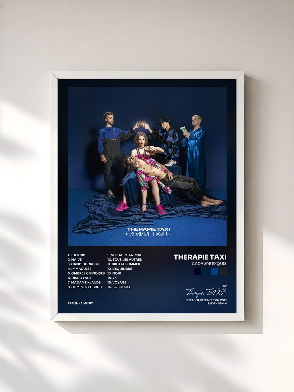 #blanc Tableau de l'album Cadavre exquis de Therapie TAXI, cadre blanc, imprimé et encadré en France