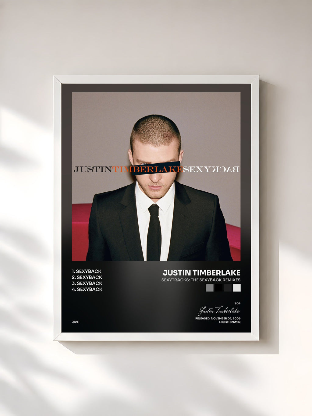 #blanc SexyTracks: The SexyBack Remixes di Justin Timberlake in stampa incorniciata, cornice bianca, stampata e incorniciata in Francia