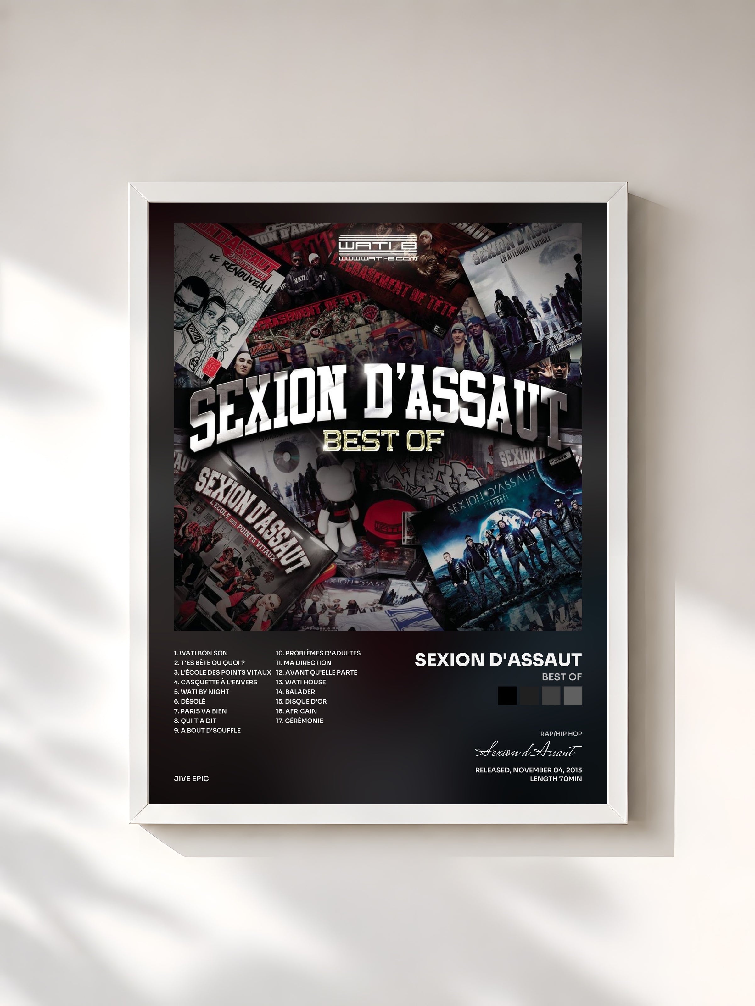 #blanc Tableau de l'album Best of de Sexion d'Assaut, cadre blanc, imprimé et encadré en France