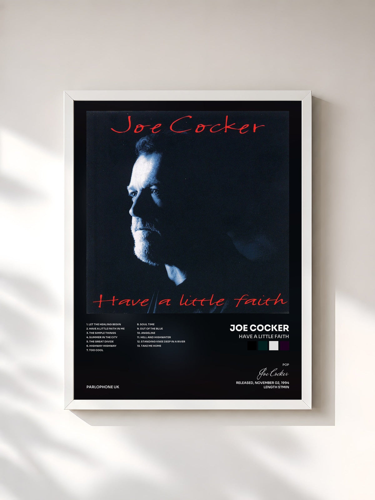 #blanc Have a Little Faith di Joe Cocker in stampa incorniciata, cornice bianca, stampata e incorniciata in Francia