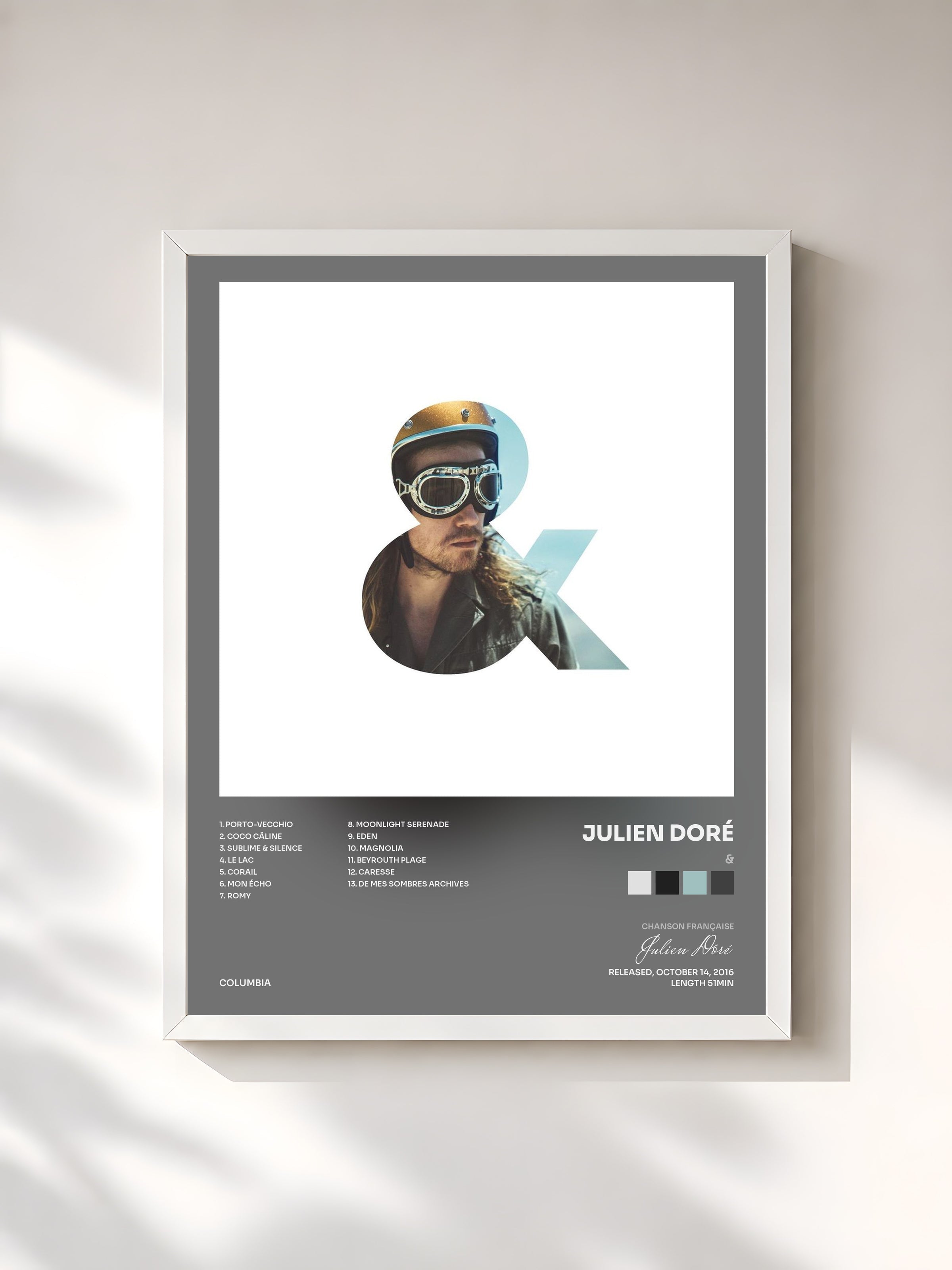 #blanc & by Julien Doré as a framed art print, white frame, printed and framed in France