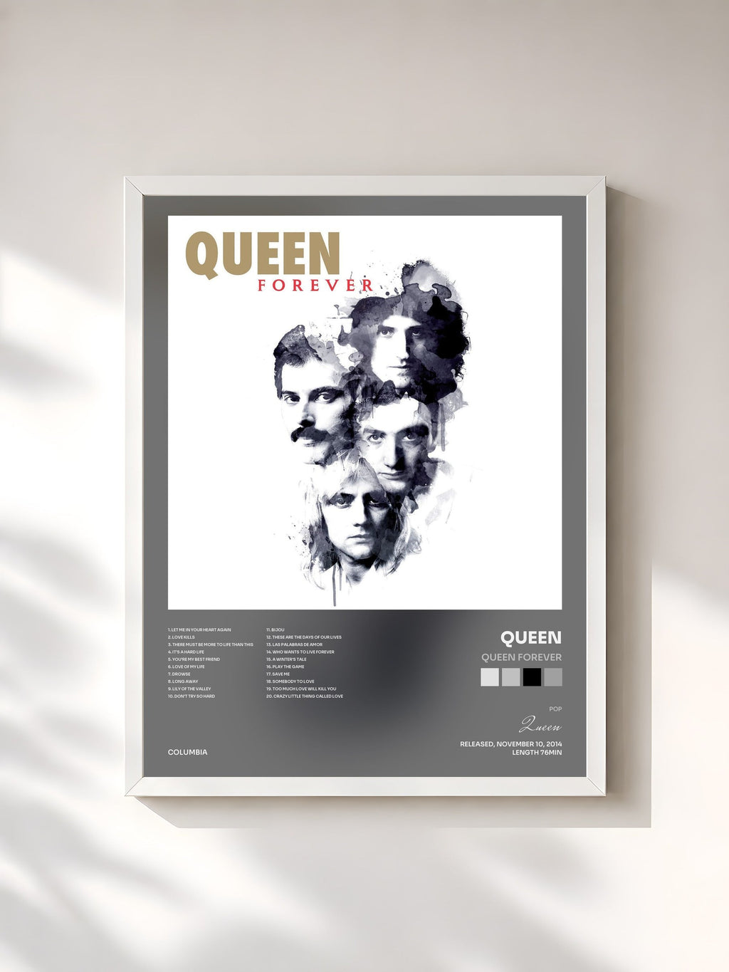 #blanc Queen Forever von Queen als gerahmter Kunstdruck, weißer Rahmen, gedruckt und gerahmt in Frankreich