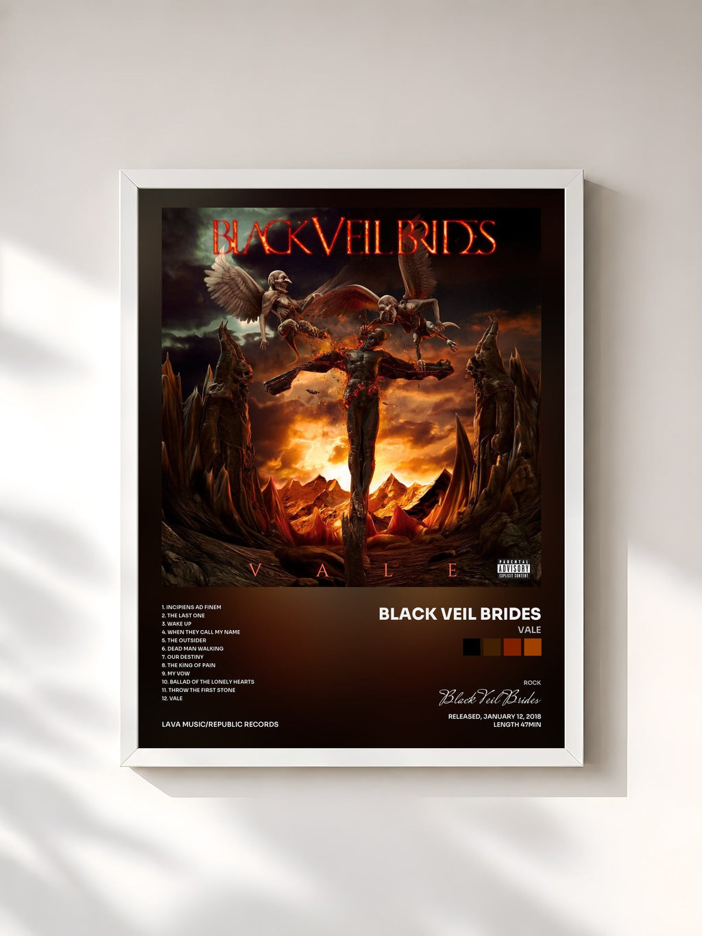 #blanc Vale di Black Veil Brides in stampa incorniciata, cornice bianca, stampata e incorniciata in Francia