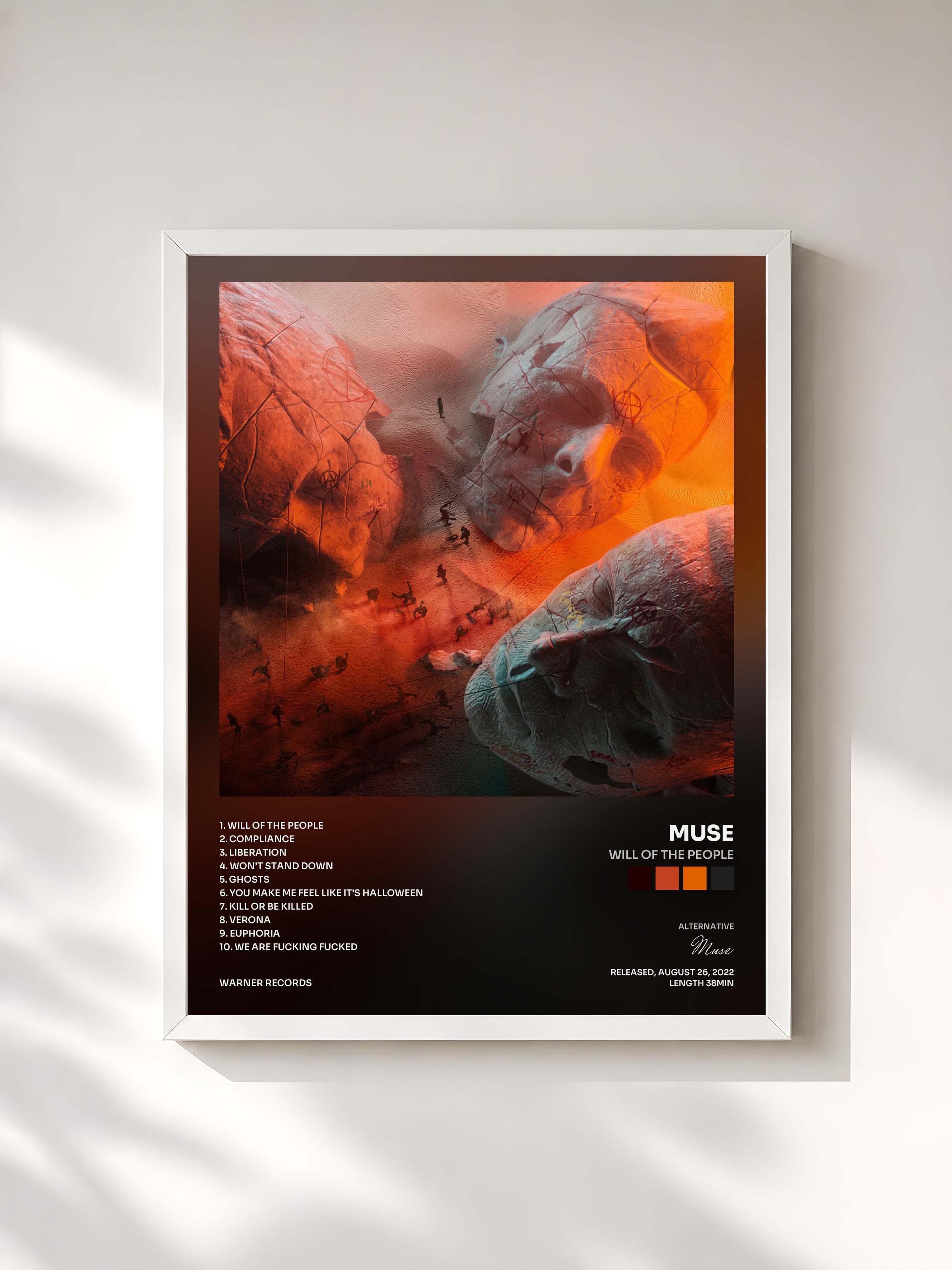 #blanc Will Of The People by Muse as a framed art print, white frame, printed and framed in France