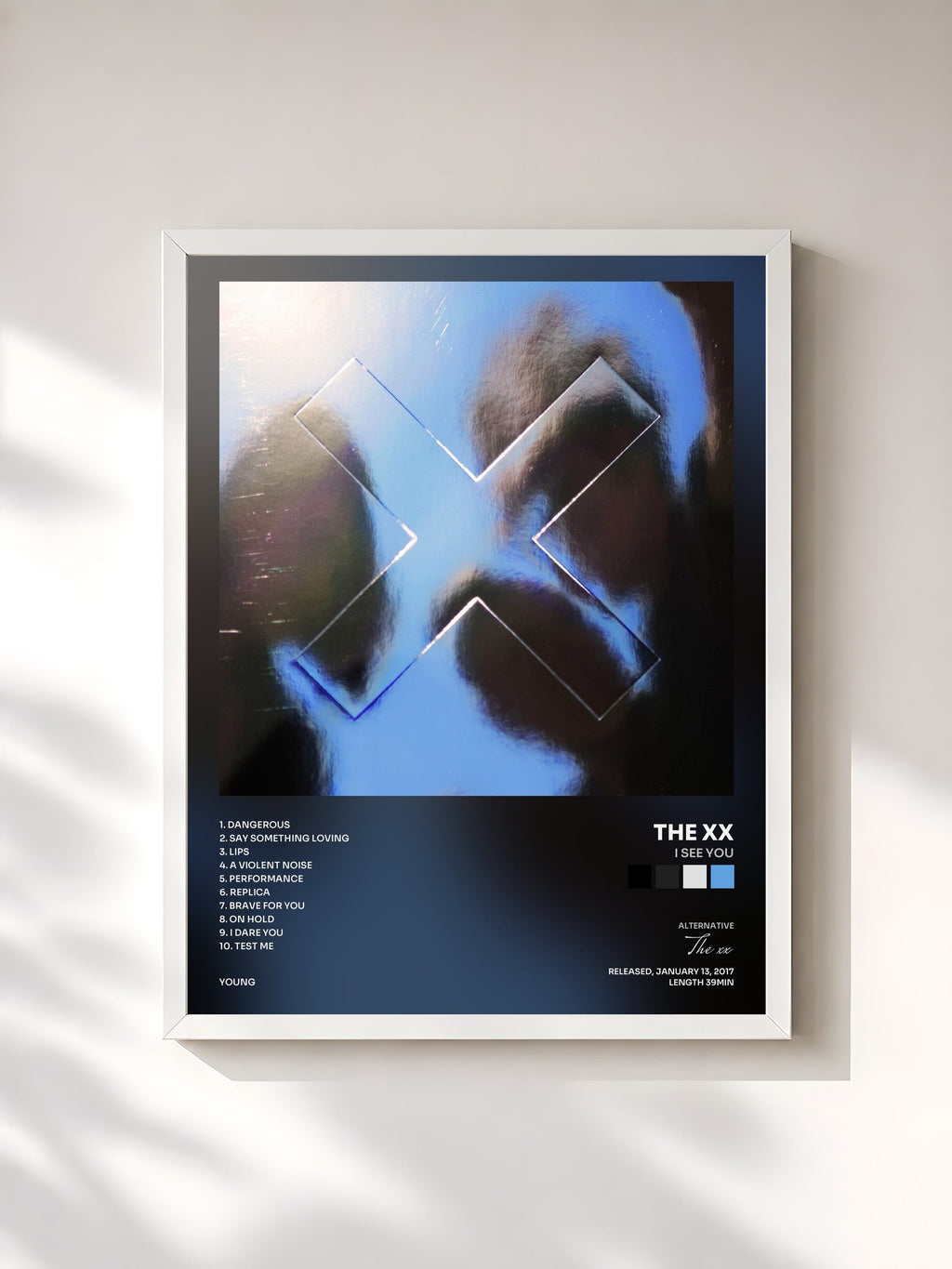 #blanc Tableau de l'album I See You de The xx, cadre blanc, imprimé et encadré en France