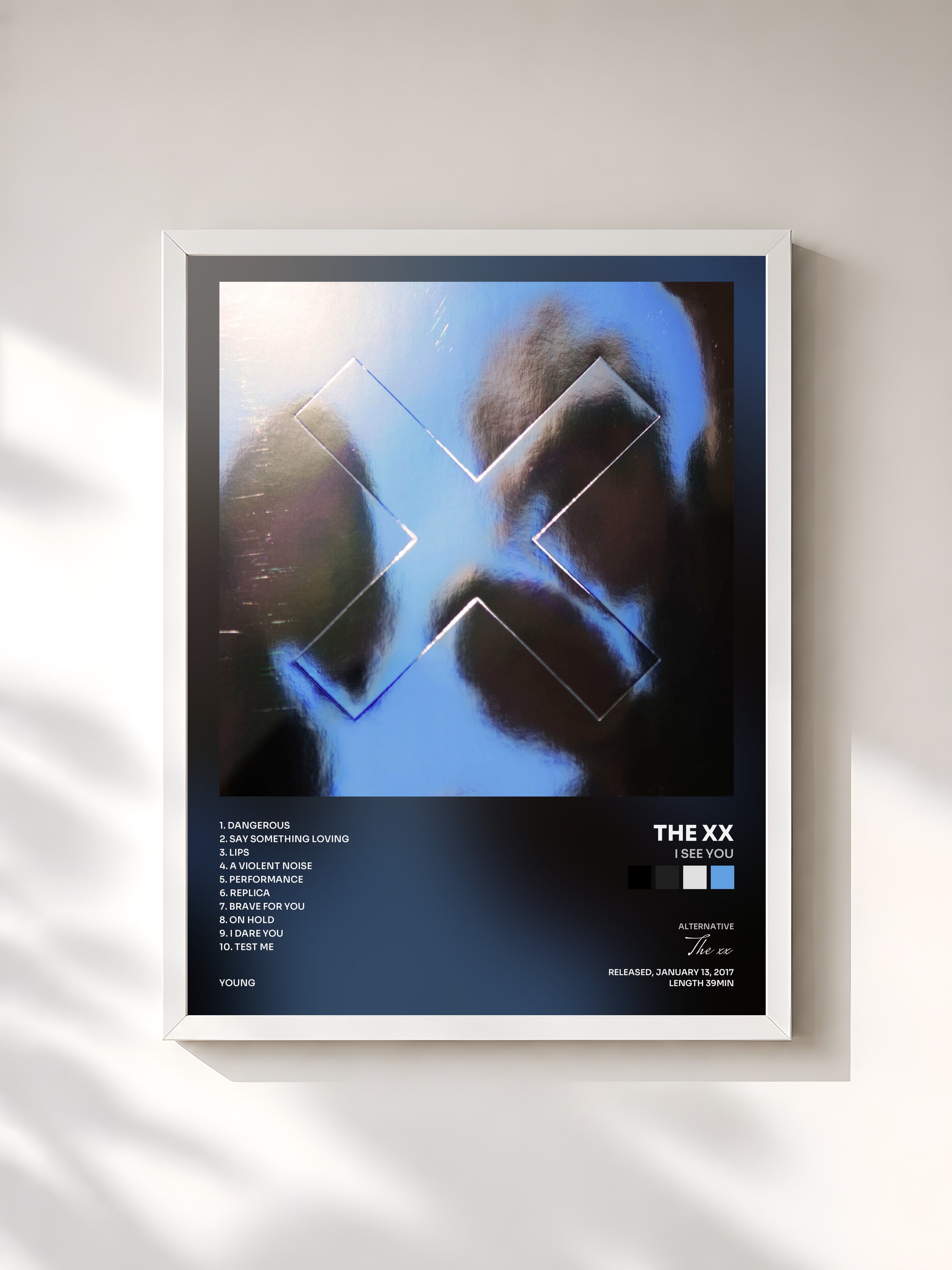 #blanc I See You by The xx as a framed art print, white frame, printed and framed in France