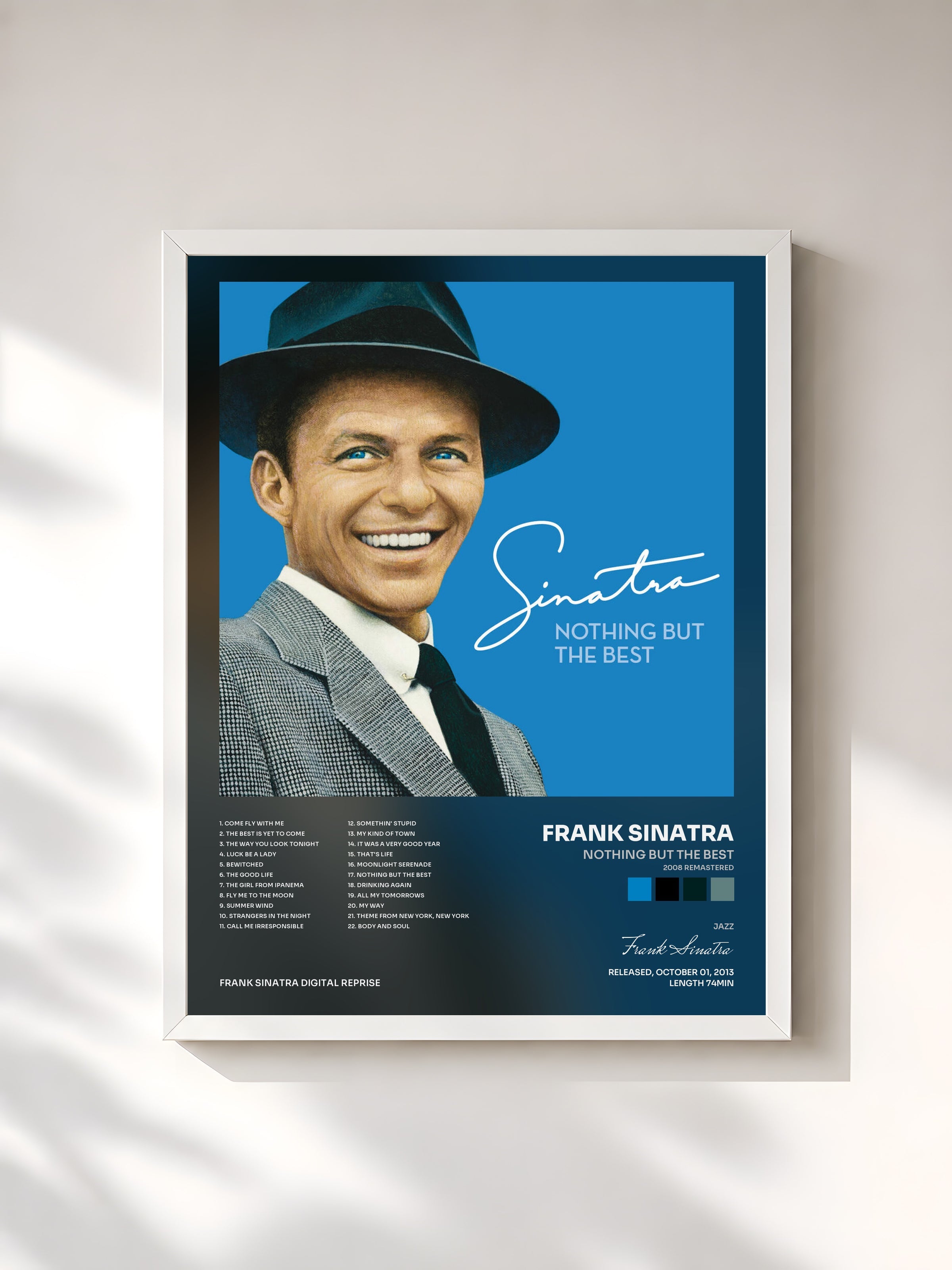 #blanc Tableau de l'album Nothing But The Best (2008 Remastered) de Frank Sinatra, cadre blanc, imprimé et encadré en France