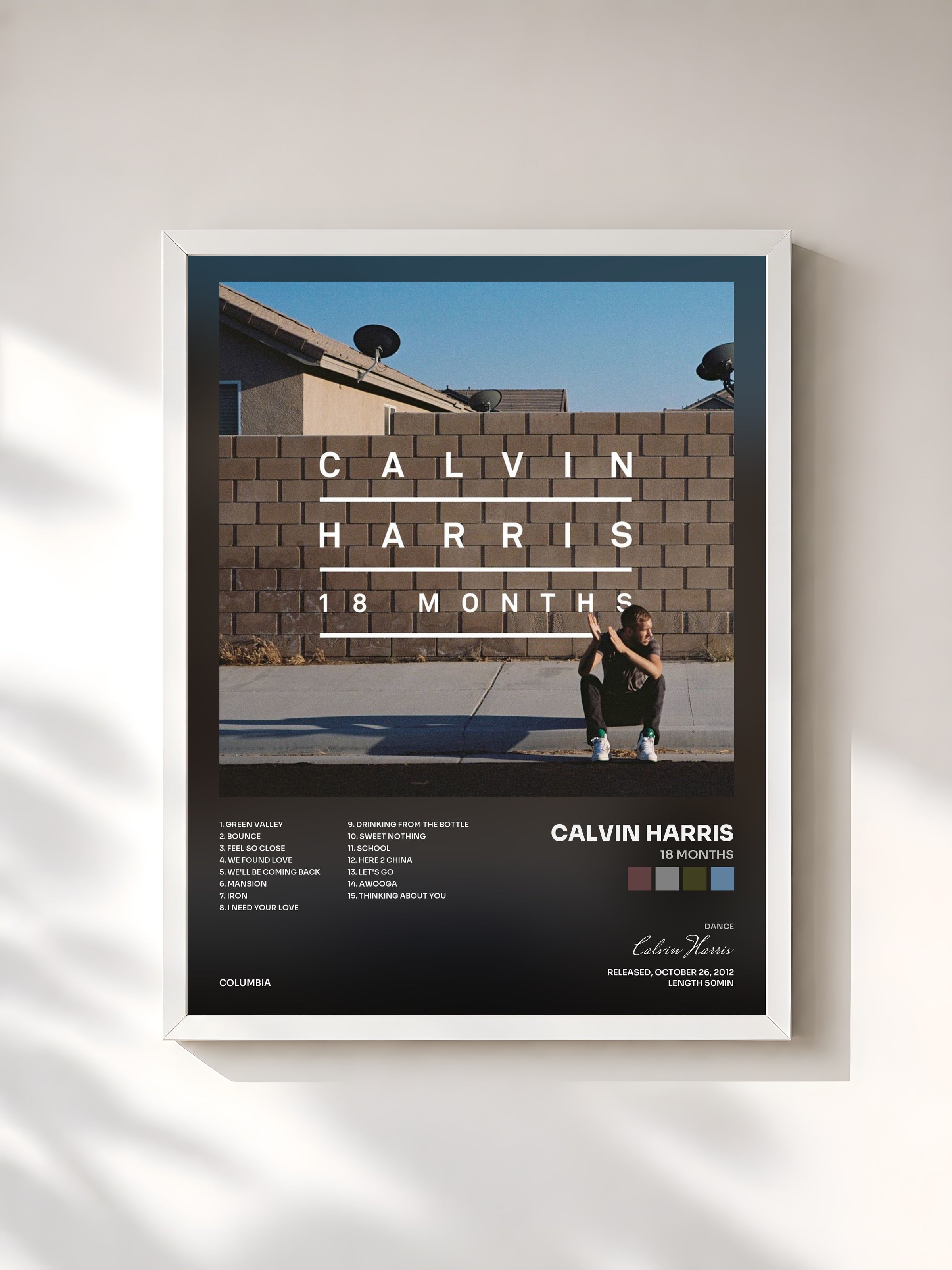 #blanc 18 Months di Calvin Harris in stampa incorniciata, cornice bianca, stampata e incorniciata in Francia