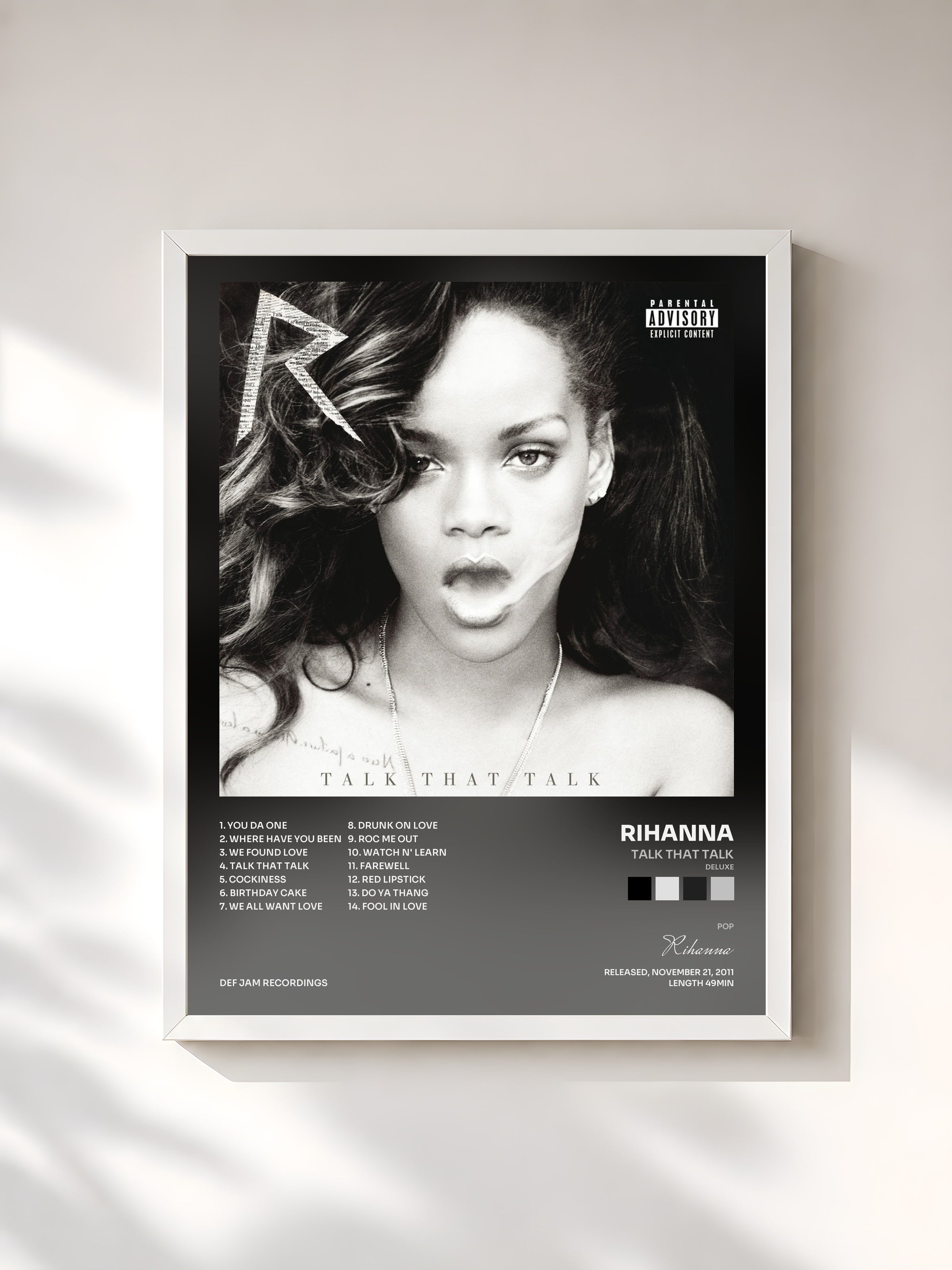 #blanc Talk That Talk (Deluxe) di Rihanna in stampa incorniciata, cornice bianca, stampata e incorniciata in Francia