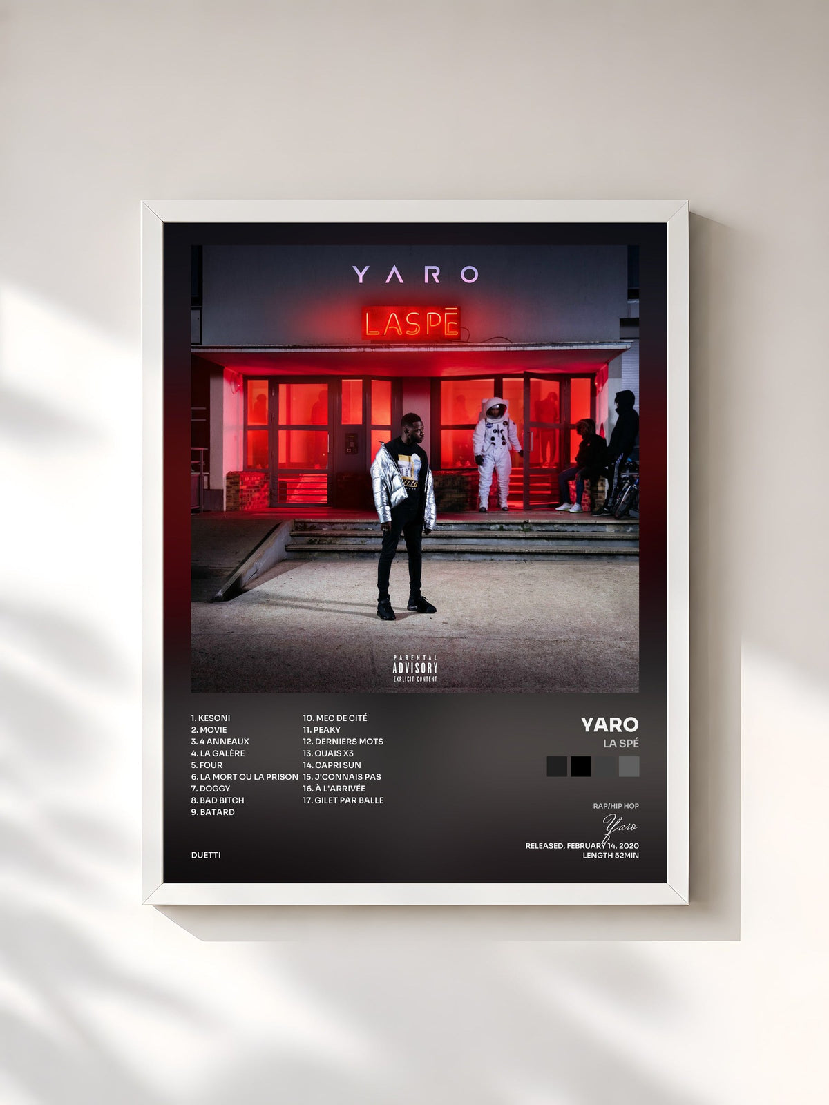 #blanc La spé by Yaro as a framed art print, white frame, printed and framed in France