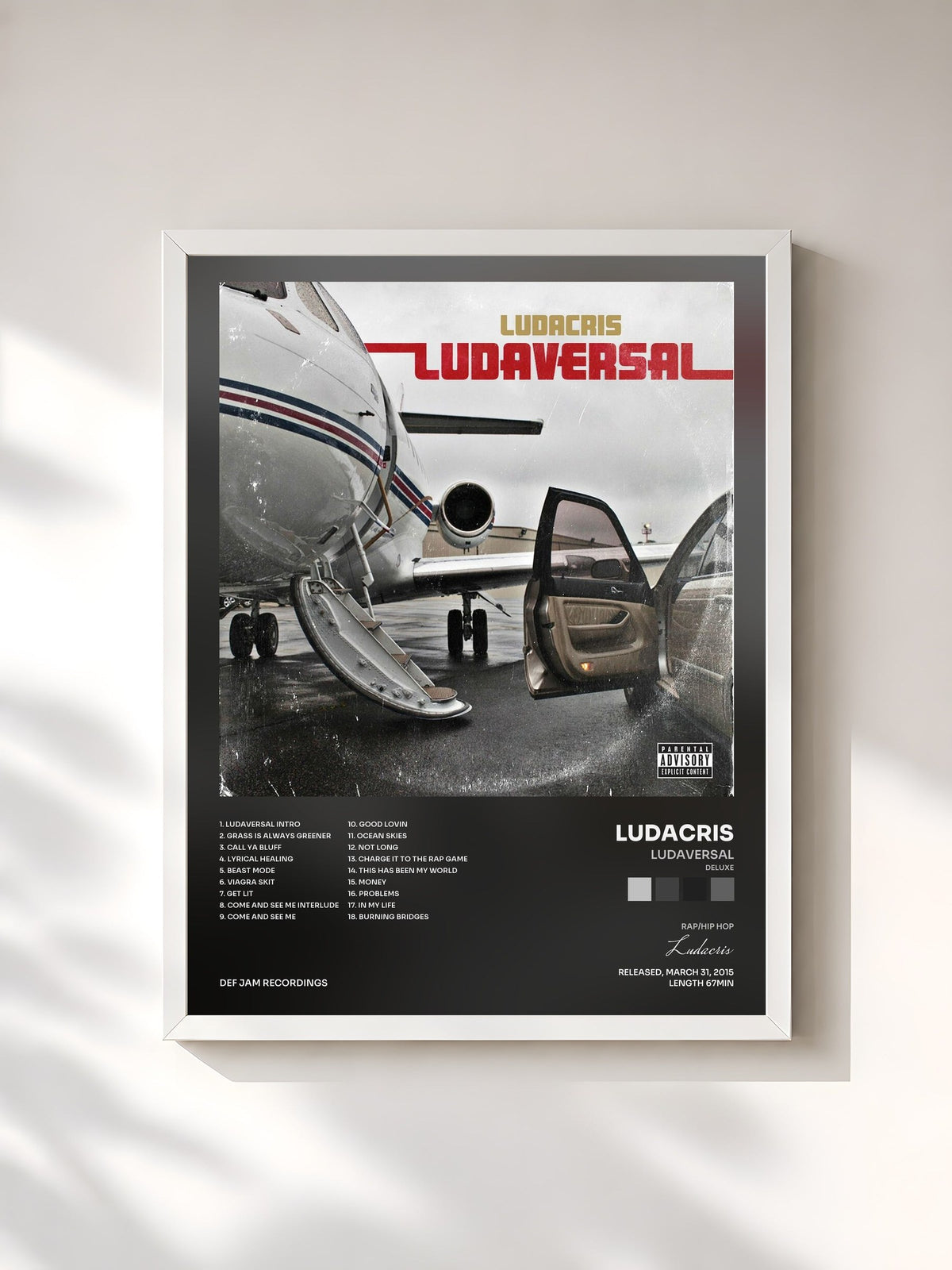 #blanc Tableau de l'album Ludaversal (Deluxe) de Ludacris, cadre blanc, imprimé et encadré en France