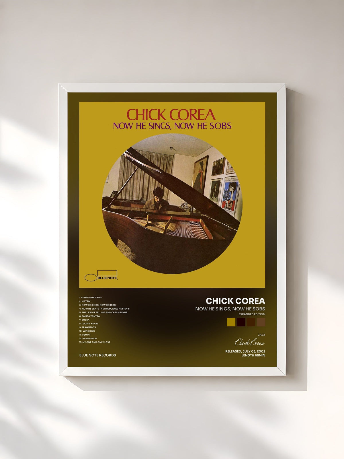 #blanc Now He Sings, Now He Sobs (Expanded Edition) by Chick Corea as a framed art print, white frame, printed and framed in France