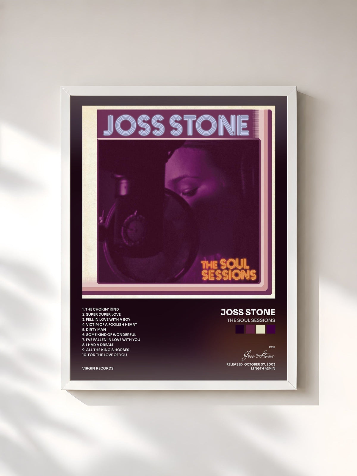 #blanc The Soul Sessions by Joss Stone as a framed art print, white frame, printed and framed in France