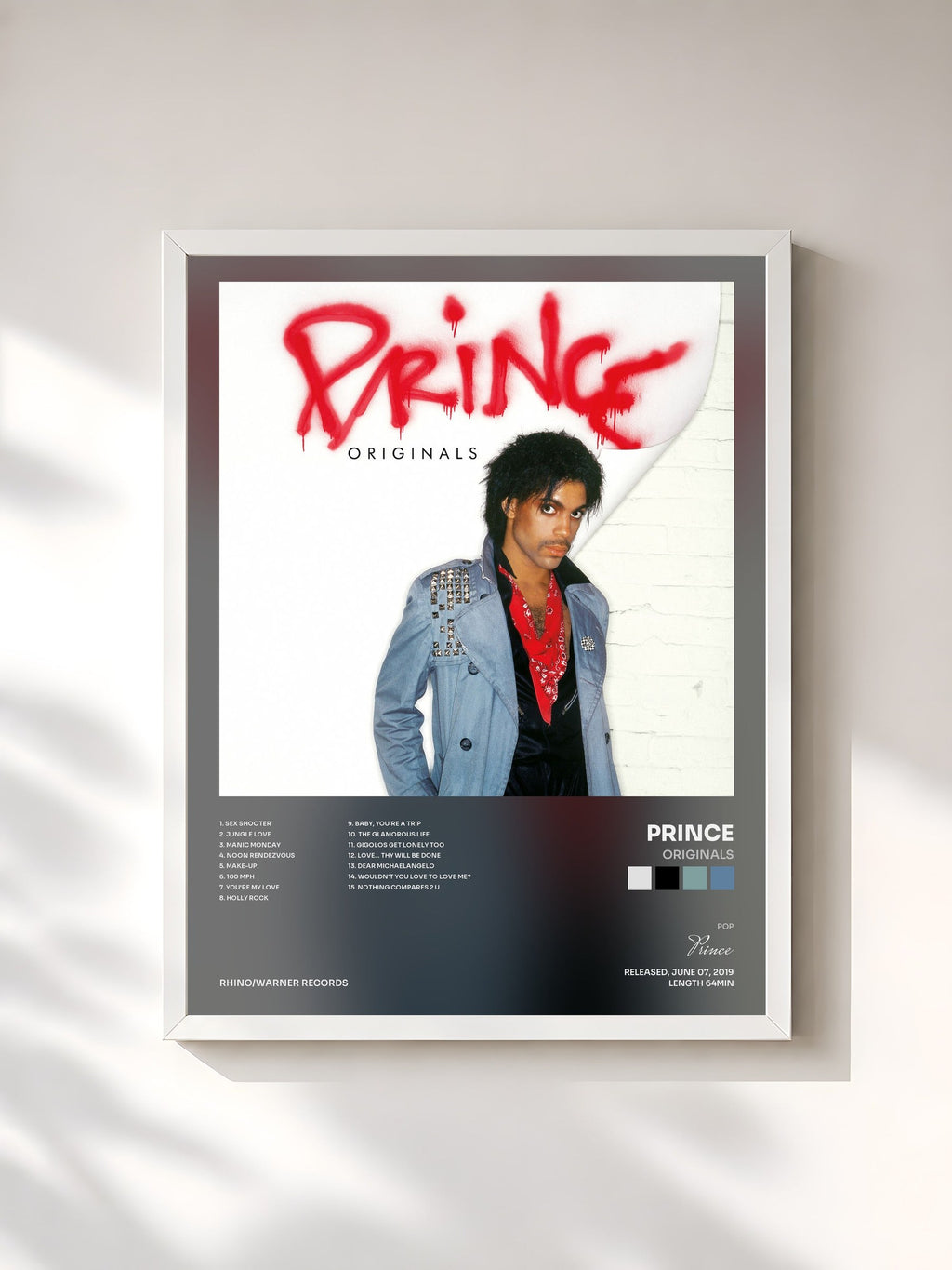 #blanc Originals di Prince in stampa incorniciata, cornice bianca, stampata e incorniciata in Francia