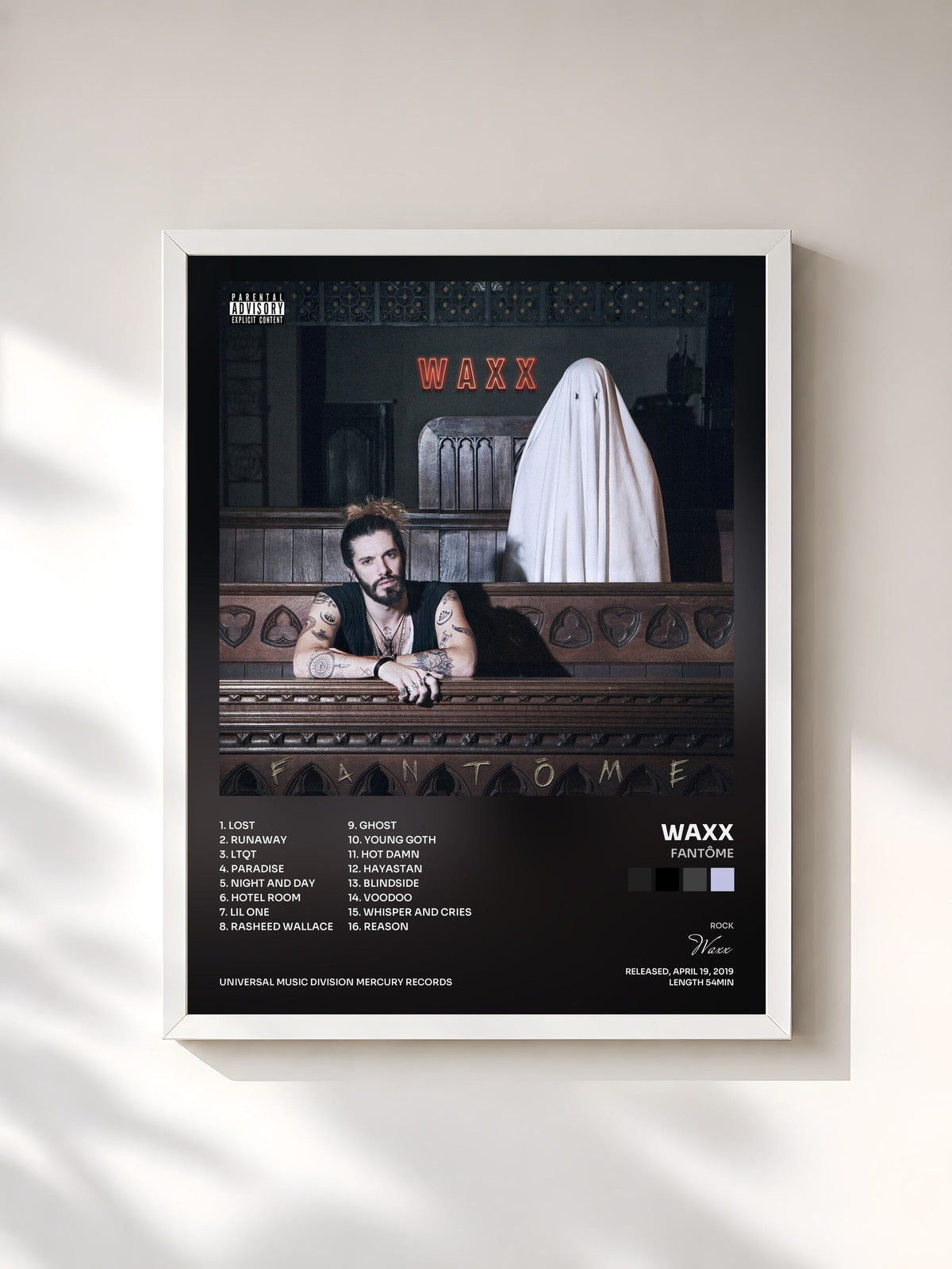 #blanc Tableau de l'album Fantôme de Waxx, cadre blanc, imprimé et encadré en France